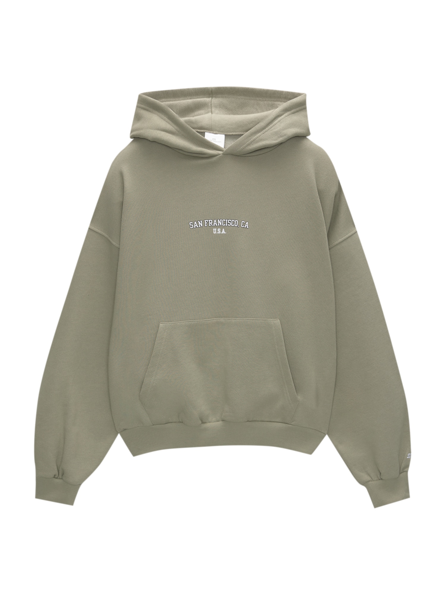 Pull&Bear Tréning póló 'PACIFIC 95'  khaki / fekete / fehér akciós termékkép 1