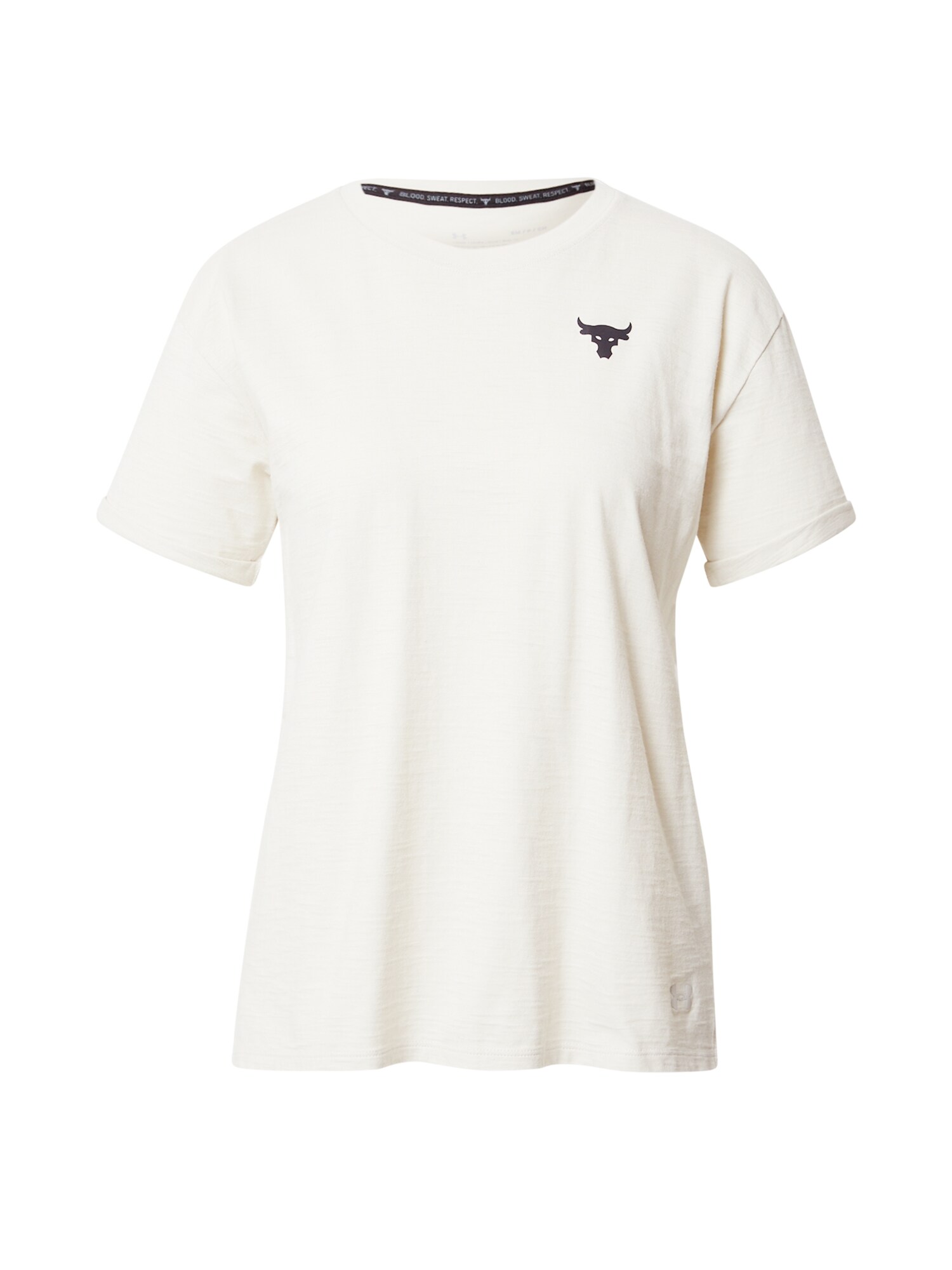 UNDER ARMOUR Sportiniai marškinėliai 'Project Rock CC SS'  balta / juoda