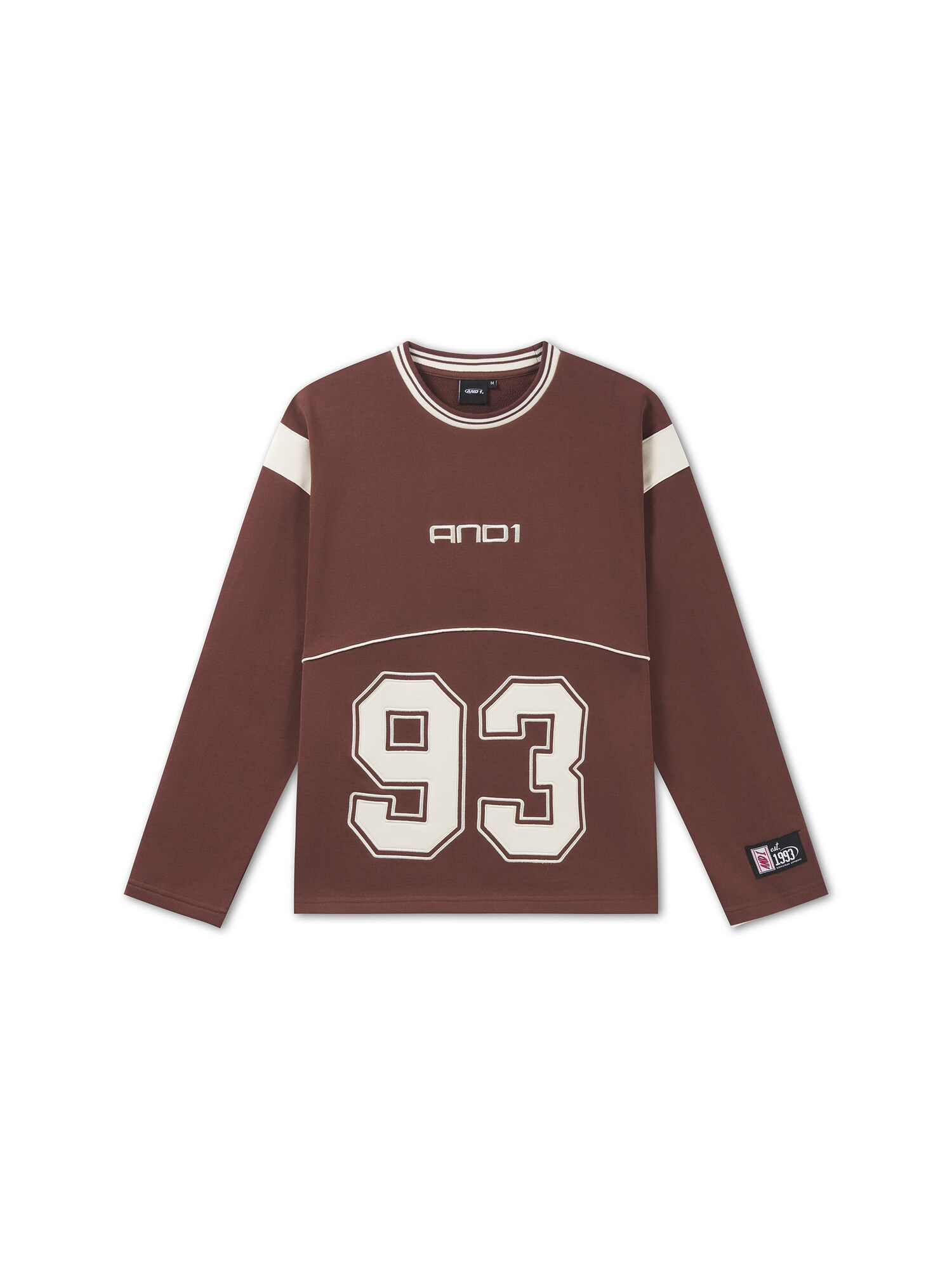 AND1 Bluză de molton '93'  maro / alb