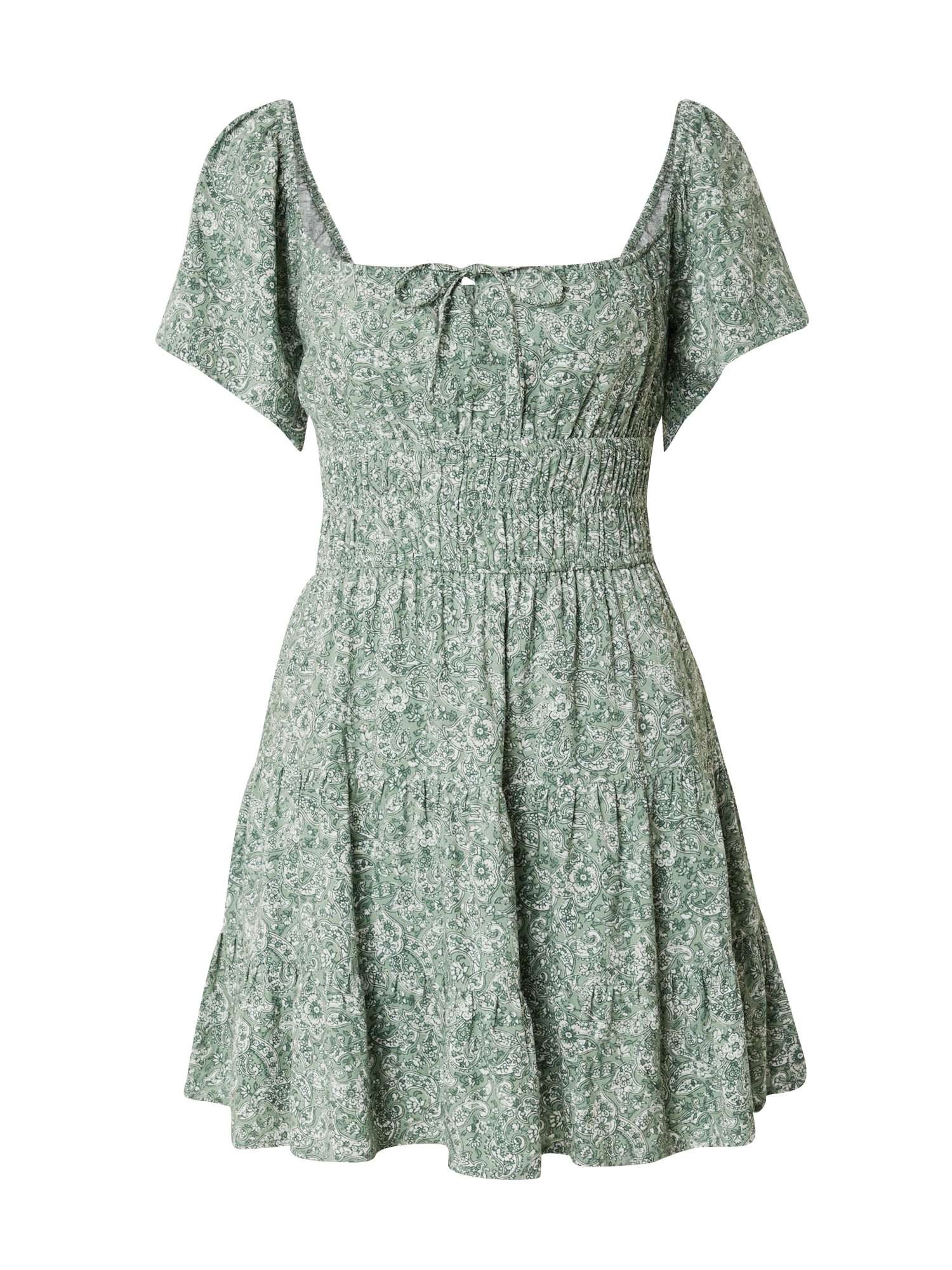 HOLLISTER Letné šaty 'CHANNELED'  zelená / pastelovo zelená / šedobiela
