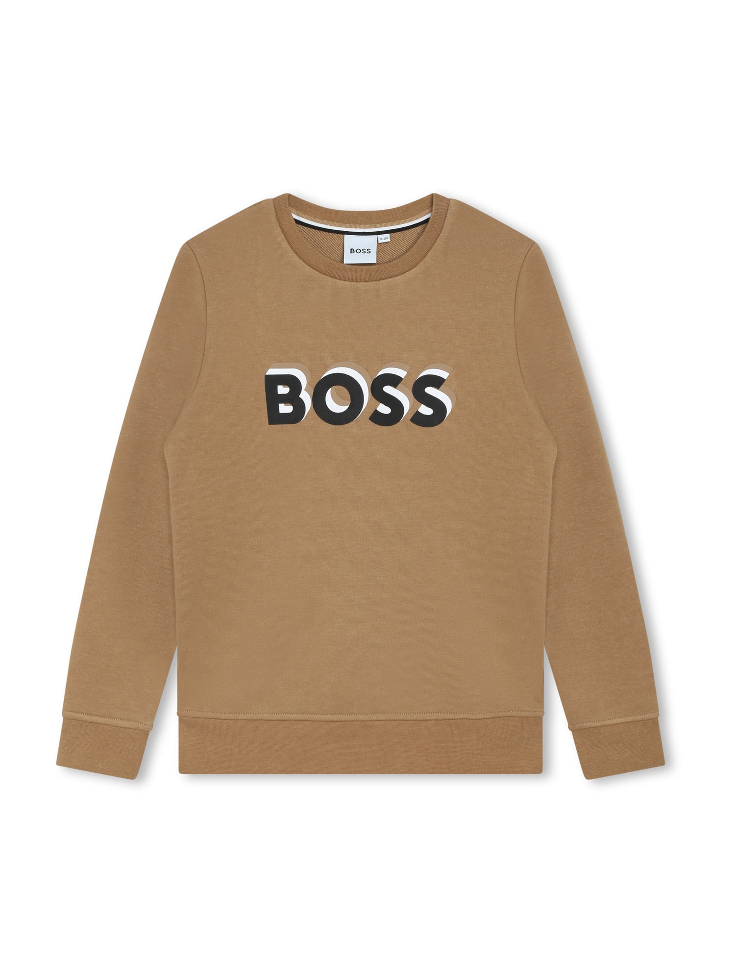 BOSS Kidswear Bluză de molton  bej închis / negru / alb
