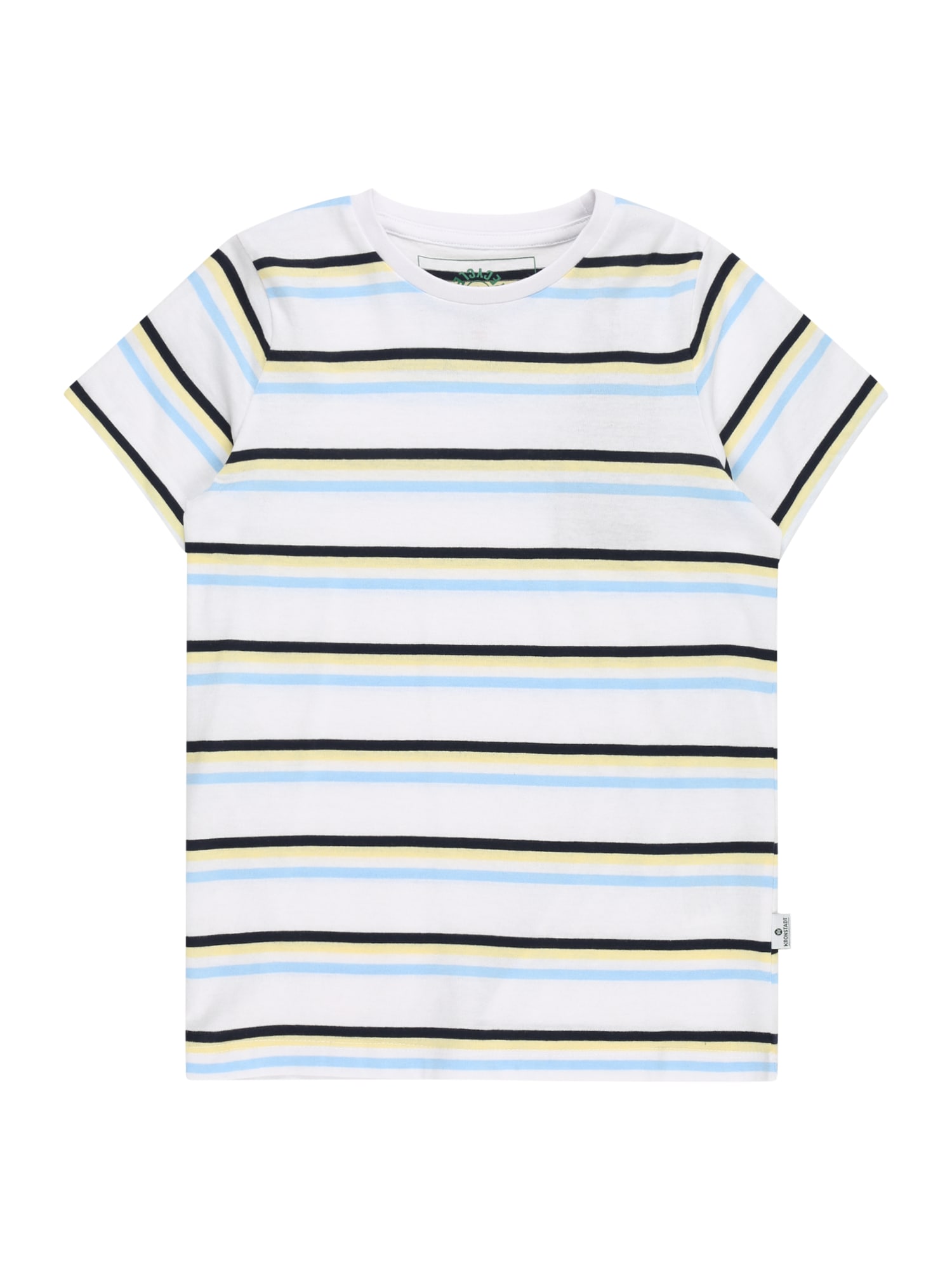 Kronstadt Marškinėliai 'Melvin' balta / juoda / šviesiai mėlyna / pastelinė geltona
