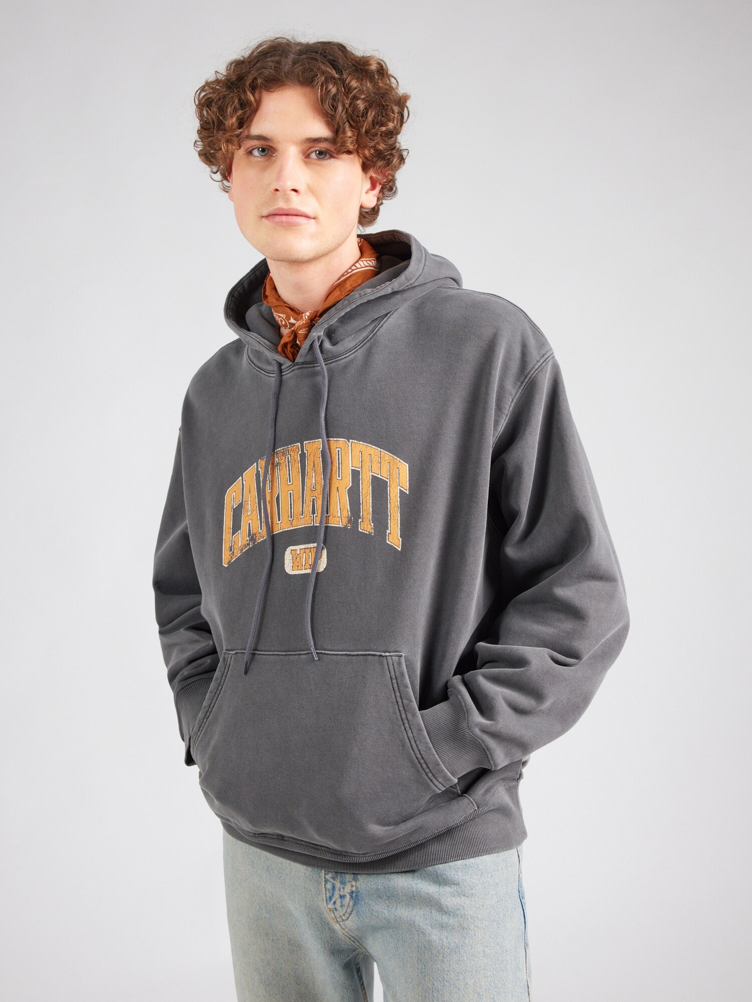 Carhartt WIP Tréning póló 'Library'  sötétszürke / narancs termék 2. képe