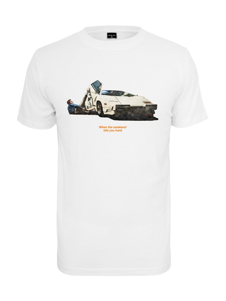 Mister Tee T-Shirt 'Weekend Wolf' Herren Größe L beige / blau / schwarz / weiß