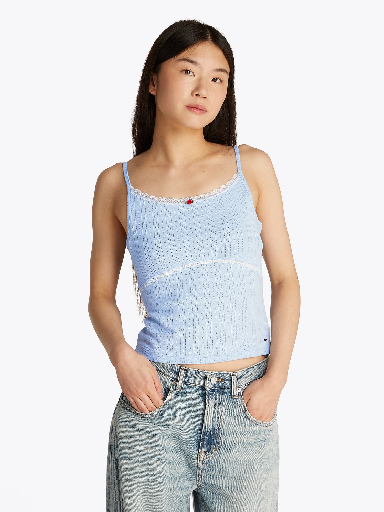 Tommy Jeans Top  világoskék / fehér termék 2. képe