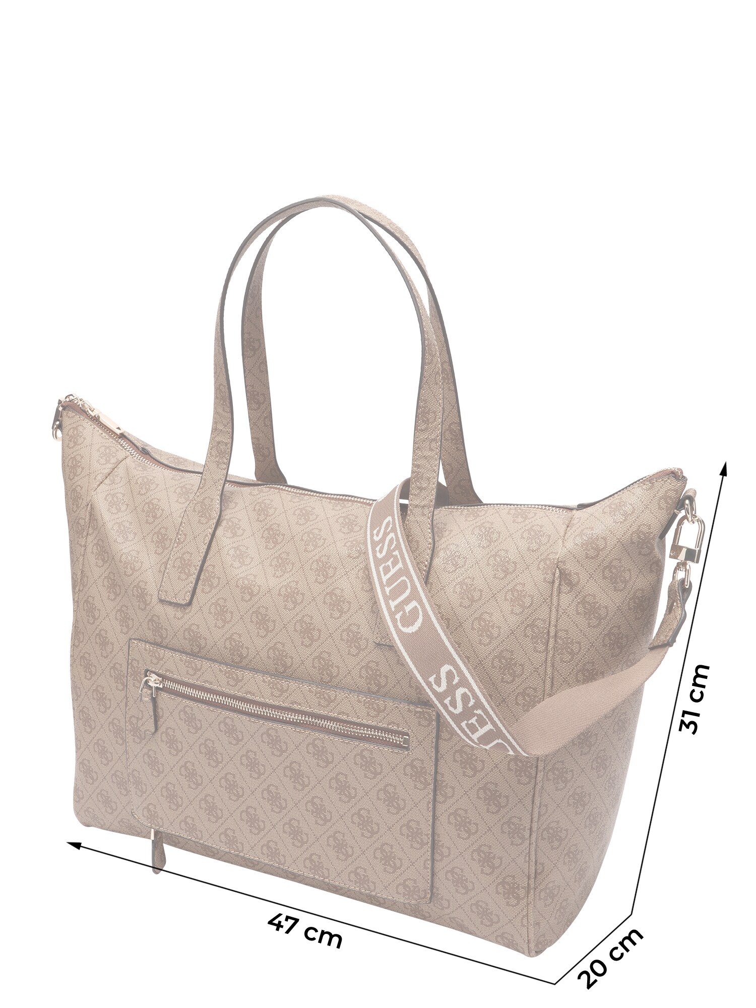 GUESS Shopper táska 'LATONA'  barna / brokát / fehér termék 2. képe