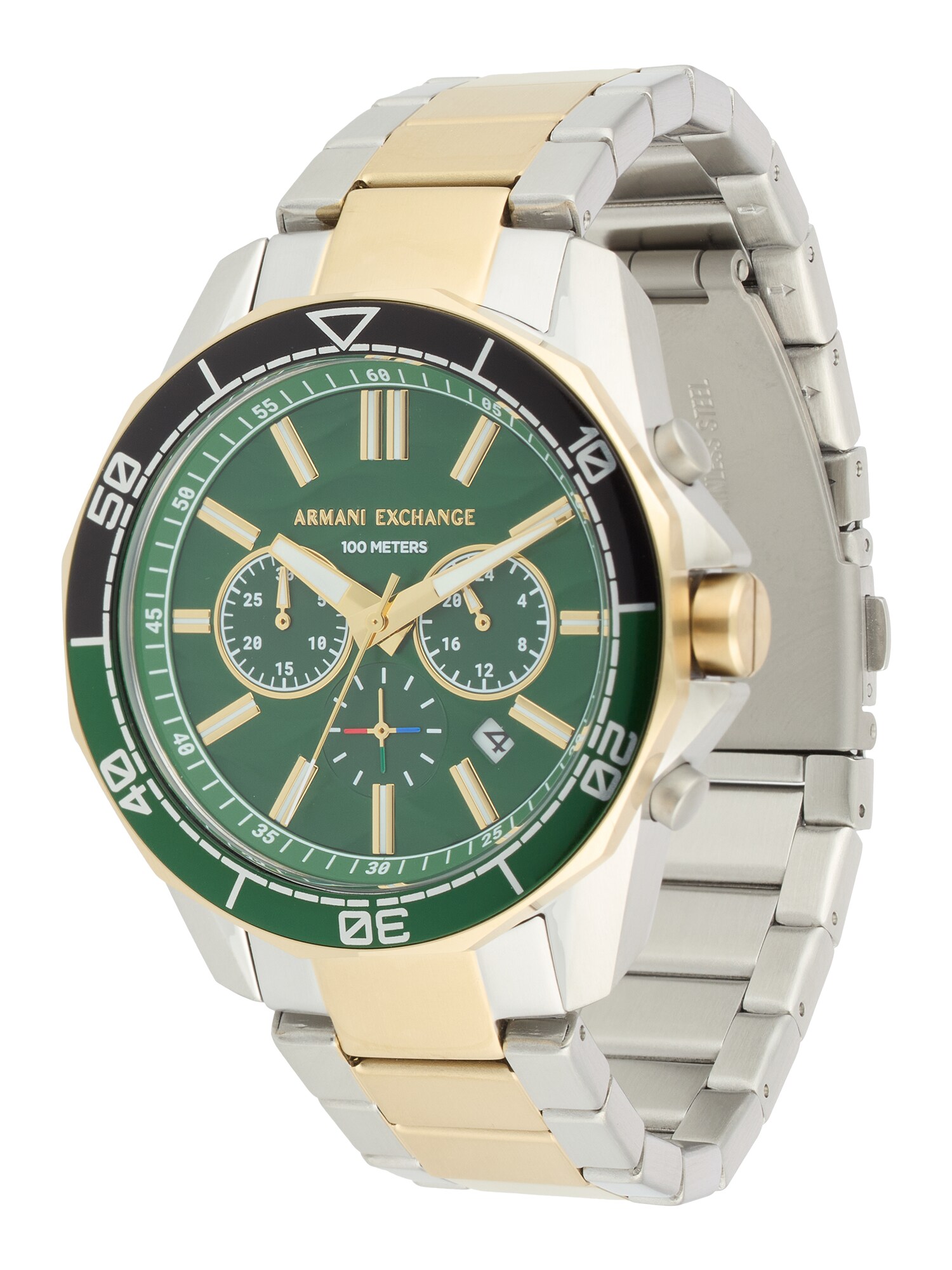 ARMANI EXCHANGE Ceas analogic  auriu / verde smarald / argintiu