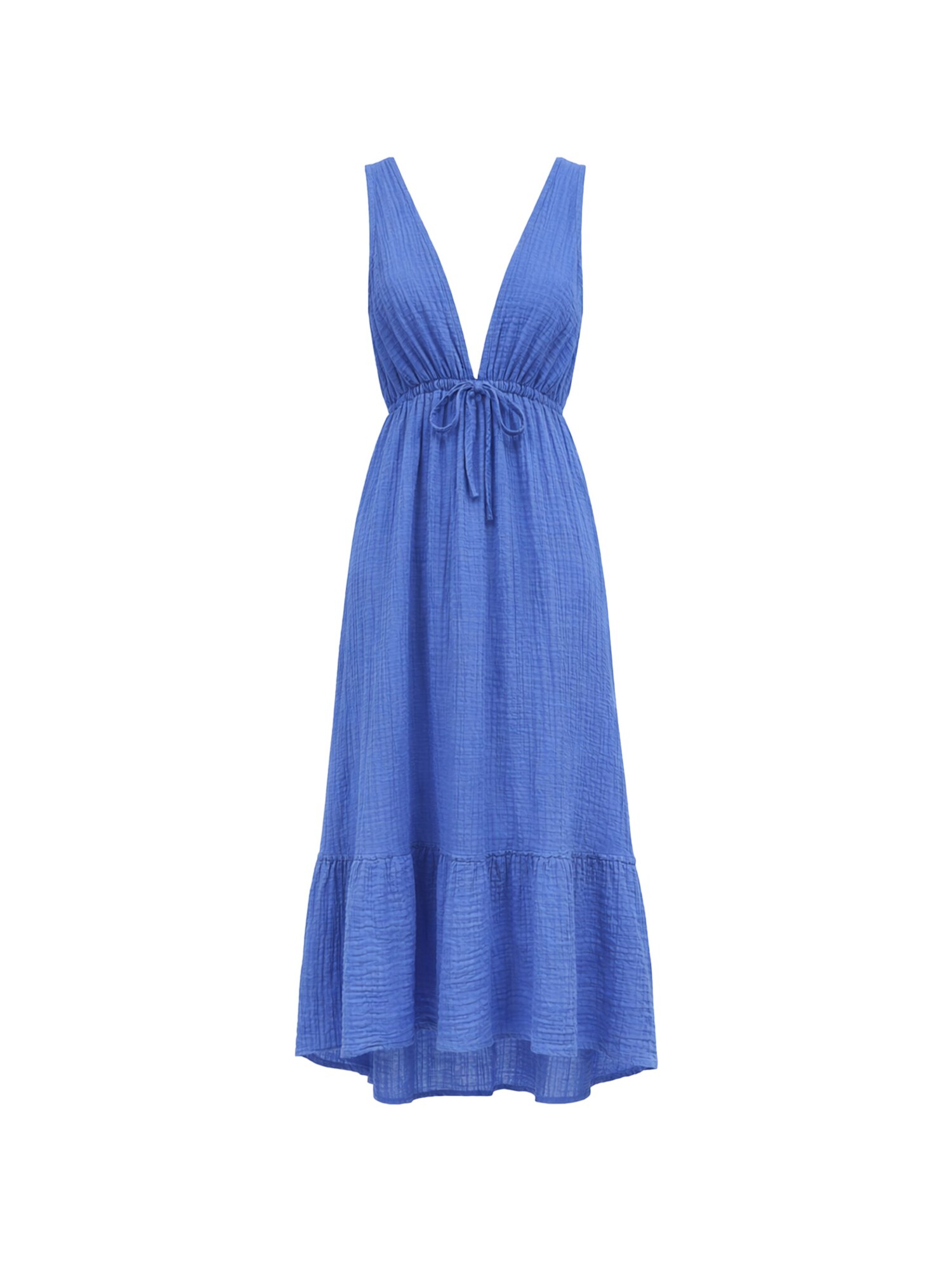 Haris Cotton Vestido 'Sleeveless Dress in Textured Cotton with Deep V Neck'  azul real