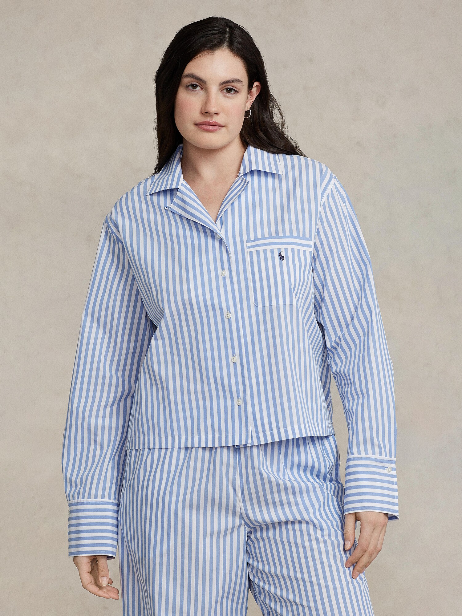 Thumbnail - Polo Ralph Lauren Pyjama  Long Sleeve PJ Set - Shirting Stripes