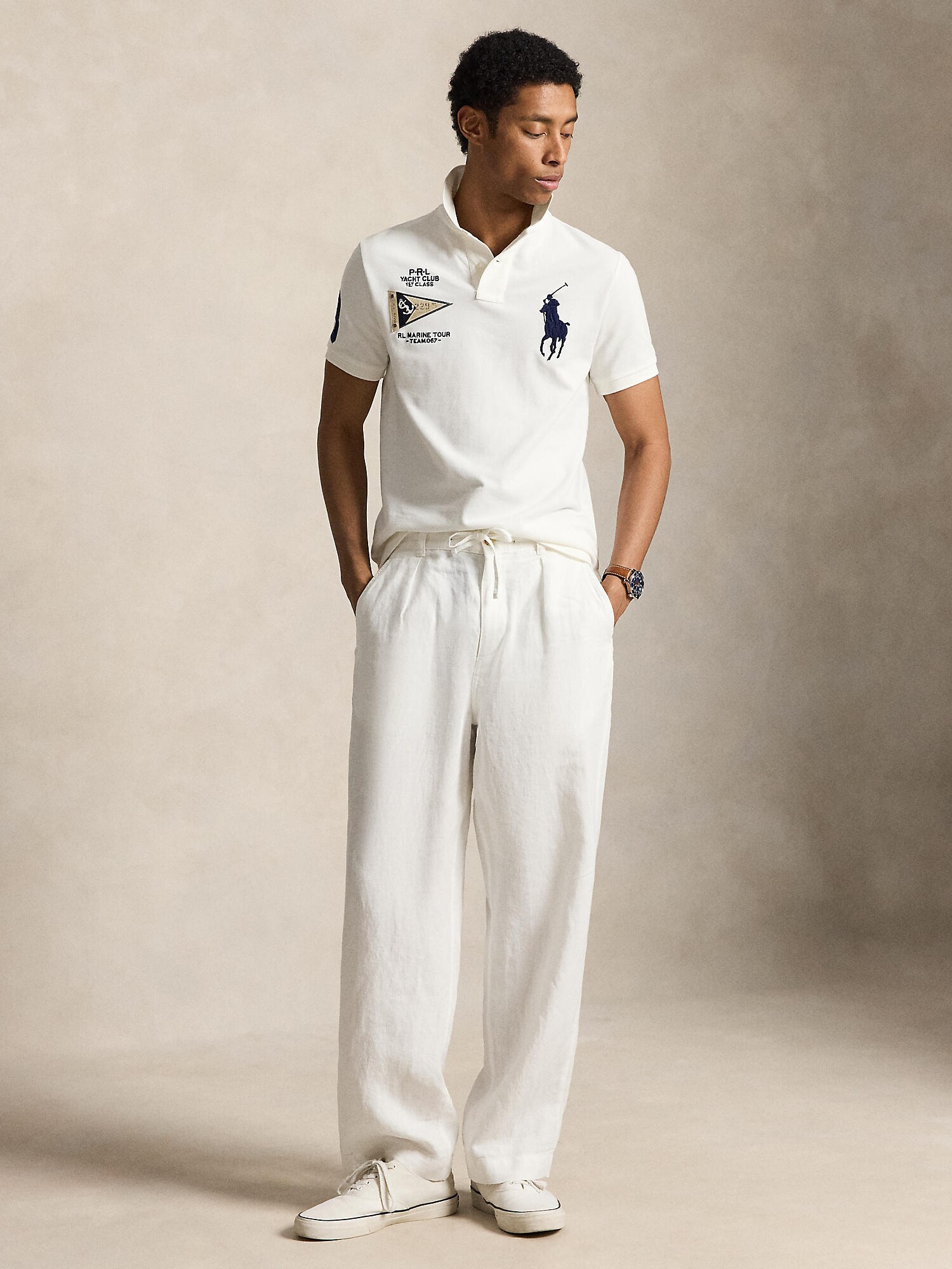 Polo Ralph Lauren Camiseta  beige / azul oscuro / blanco – imagen 4