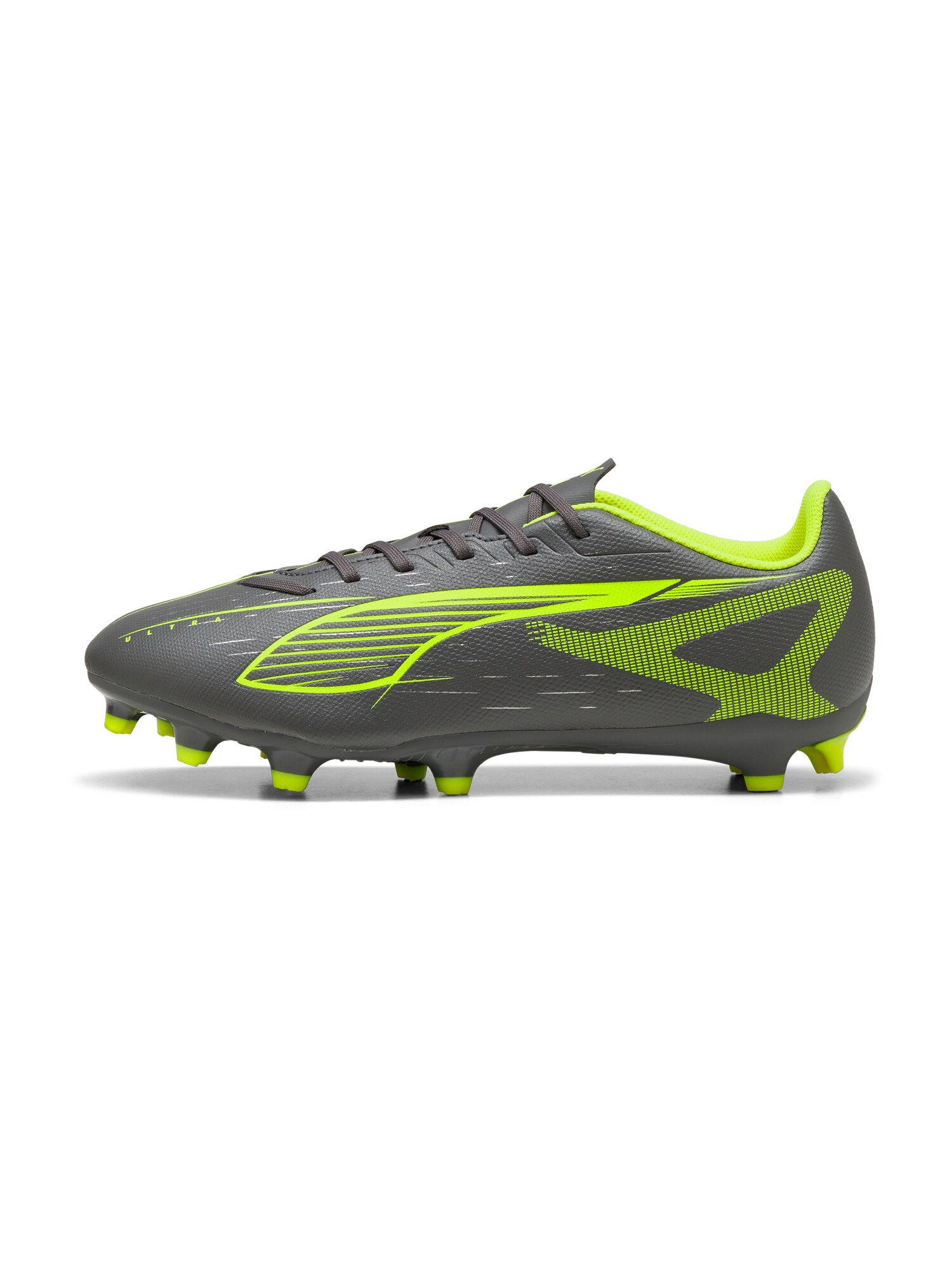 PUMA Ghete de fotbal Ultra 5 Play  gri închis / verde neon