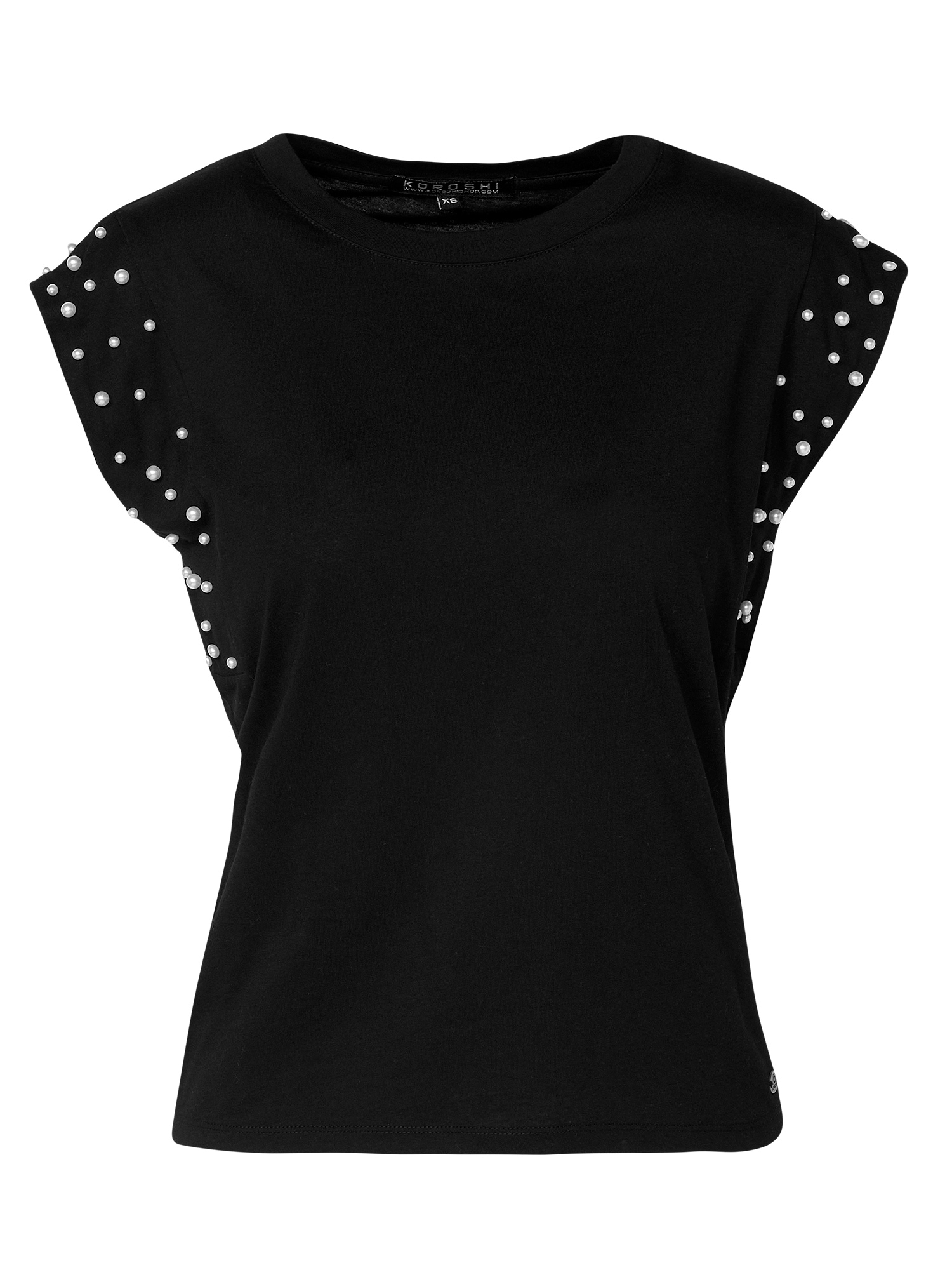 KOROSHI Tricou  negru / alb perlat