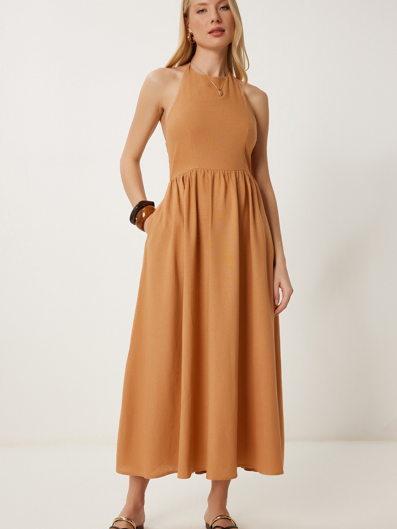 Happiness İstanbul Haljina  boja devine dlake (camel)
