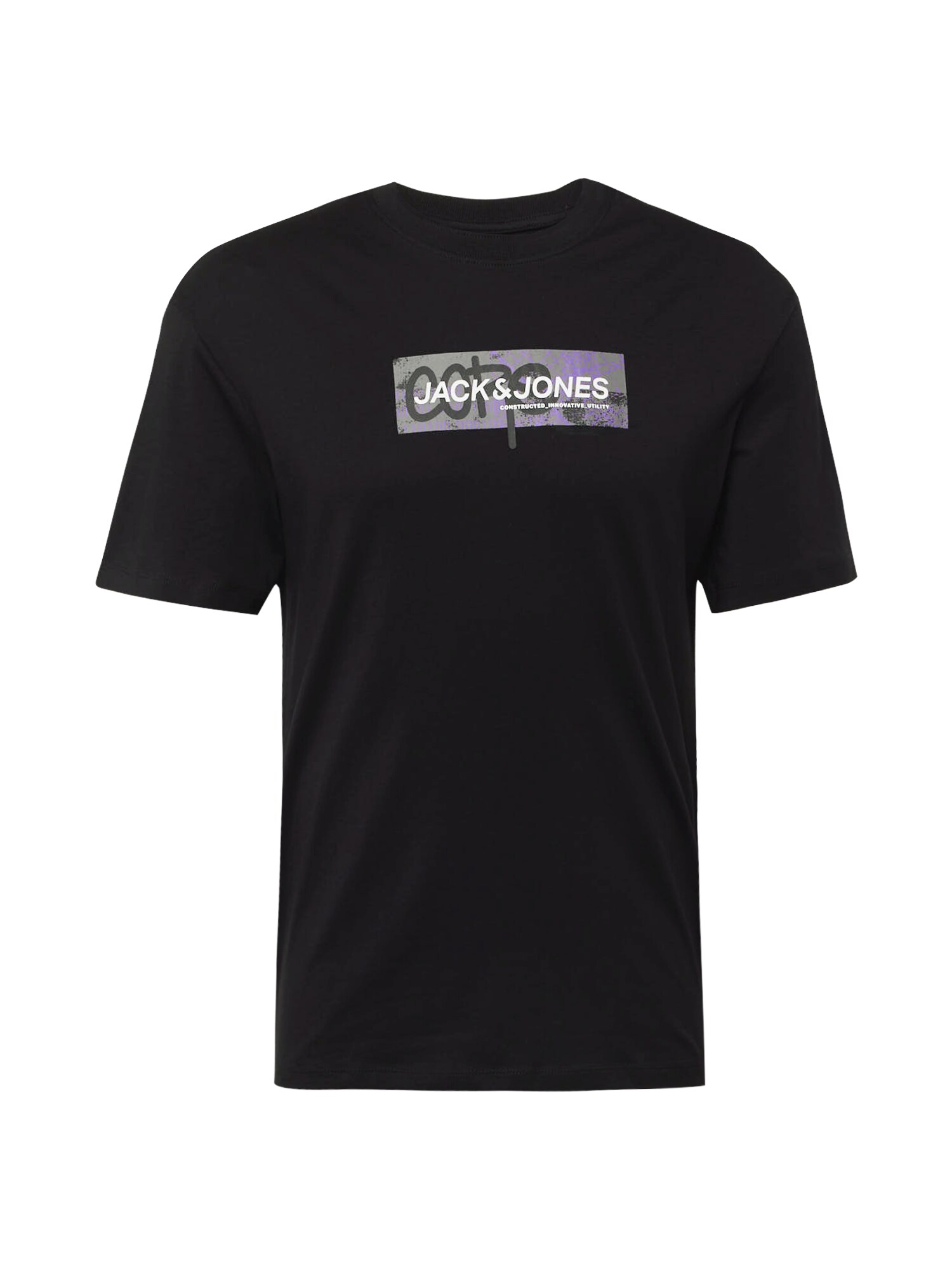 JACK & JONES Tričko 'JCOAop'  sivá / fialová / čierna / biela