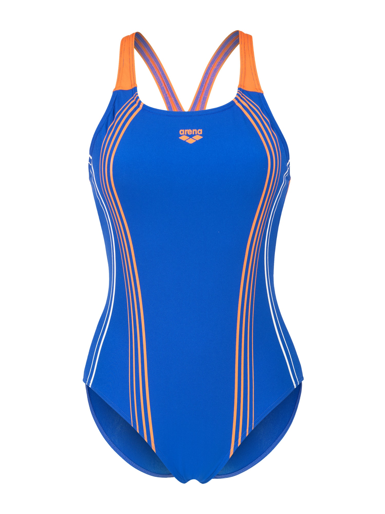 ARENA Costum de baie întreg CLEAR LINES V BACK  azur / portocaliu / alb