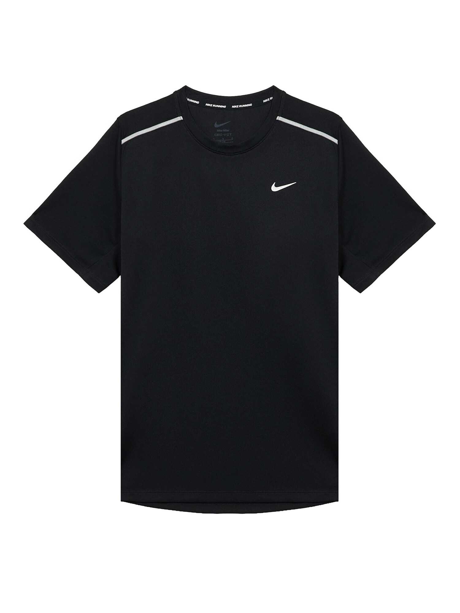 NIKE Funkčné tričko 'MILER'  čierna / strieborná / biela