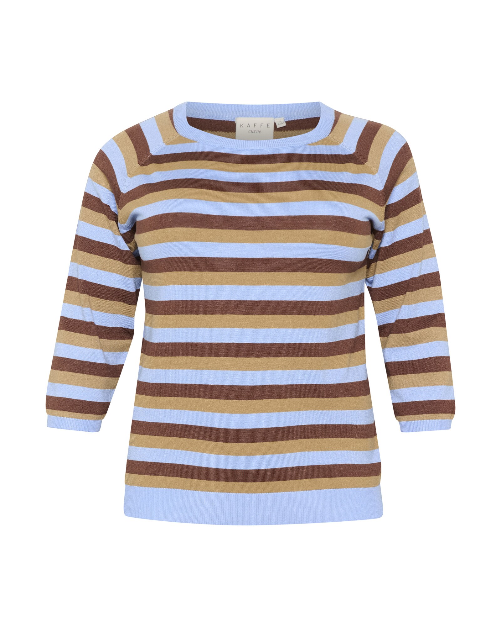 KAFFE CURVE Pulover Tilda  bej / azuriu / maro