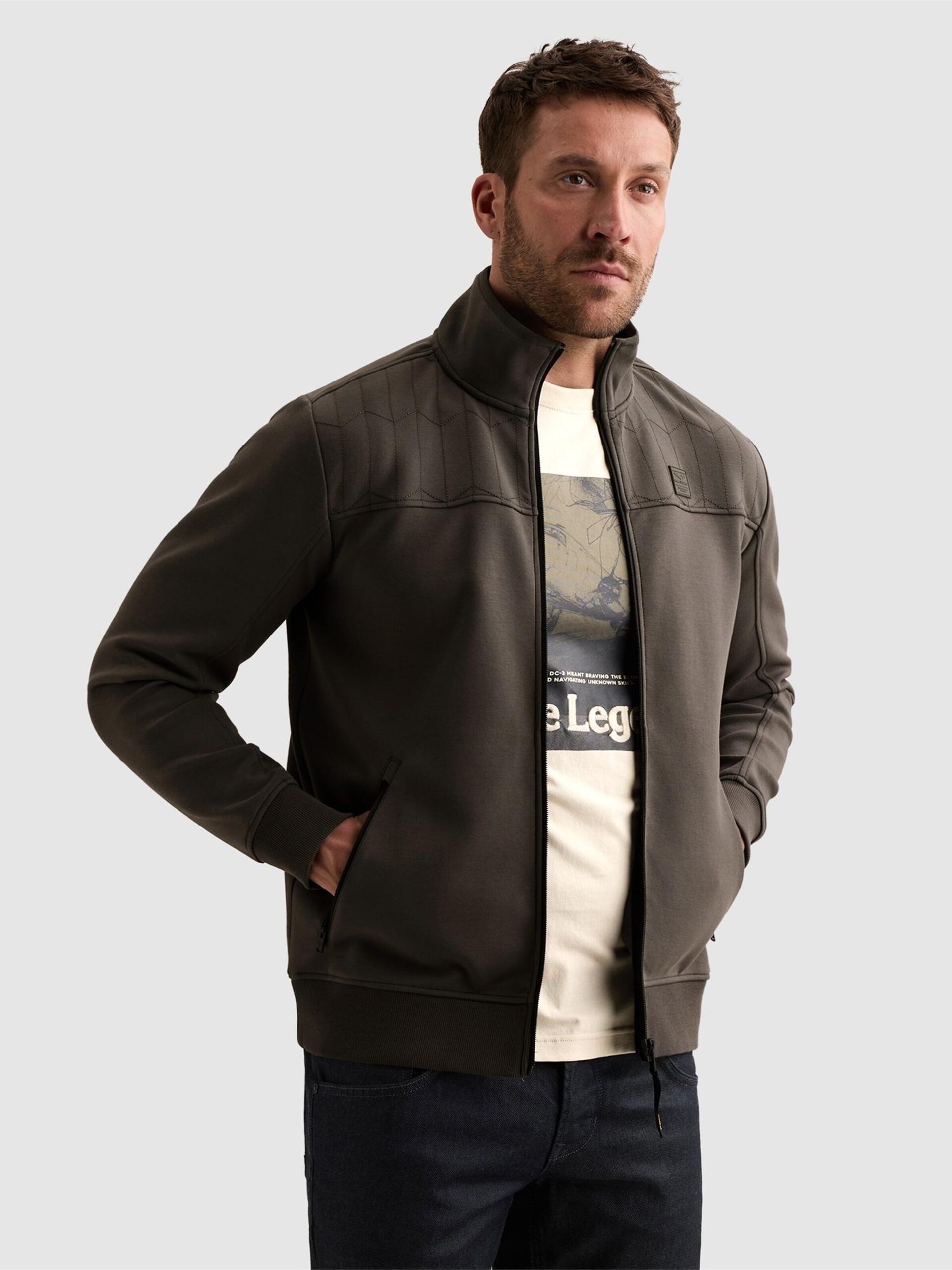 PME Legend Övergångsjacka 'Sweat jacket with zipper closure and quilted pattern' herr