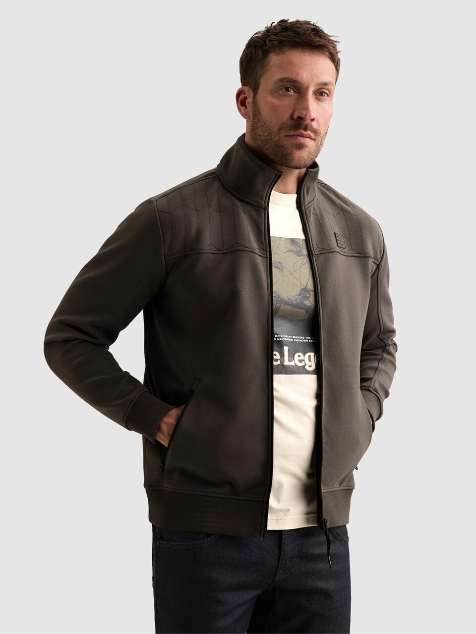 Övergångsjacka 'Sweat jacket with zipper closure and quilted pattern'