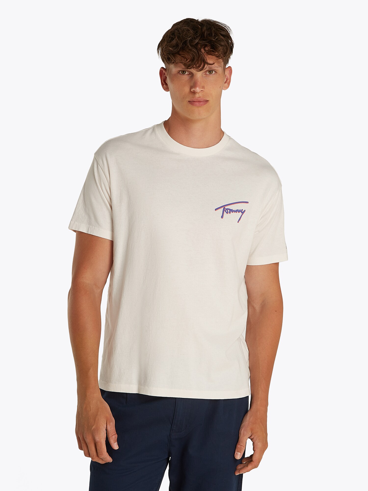 Tommy Jeans Póló  neonkék / narancsvörös / fehér termék 2. képe