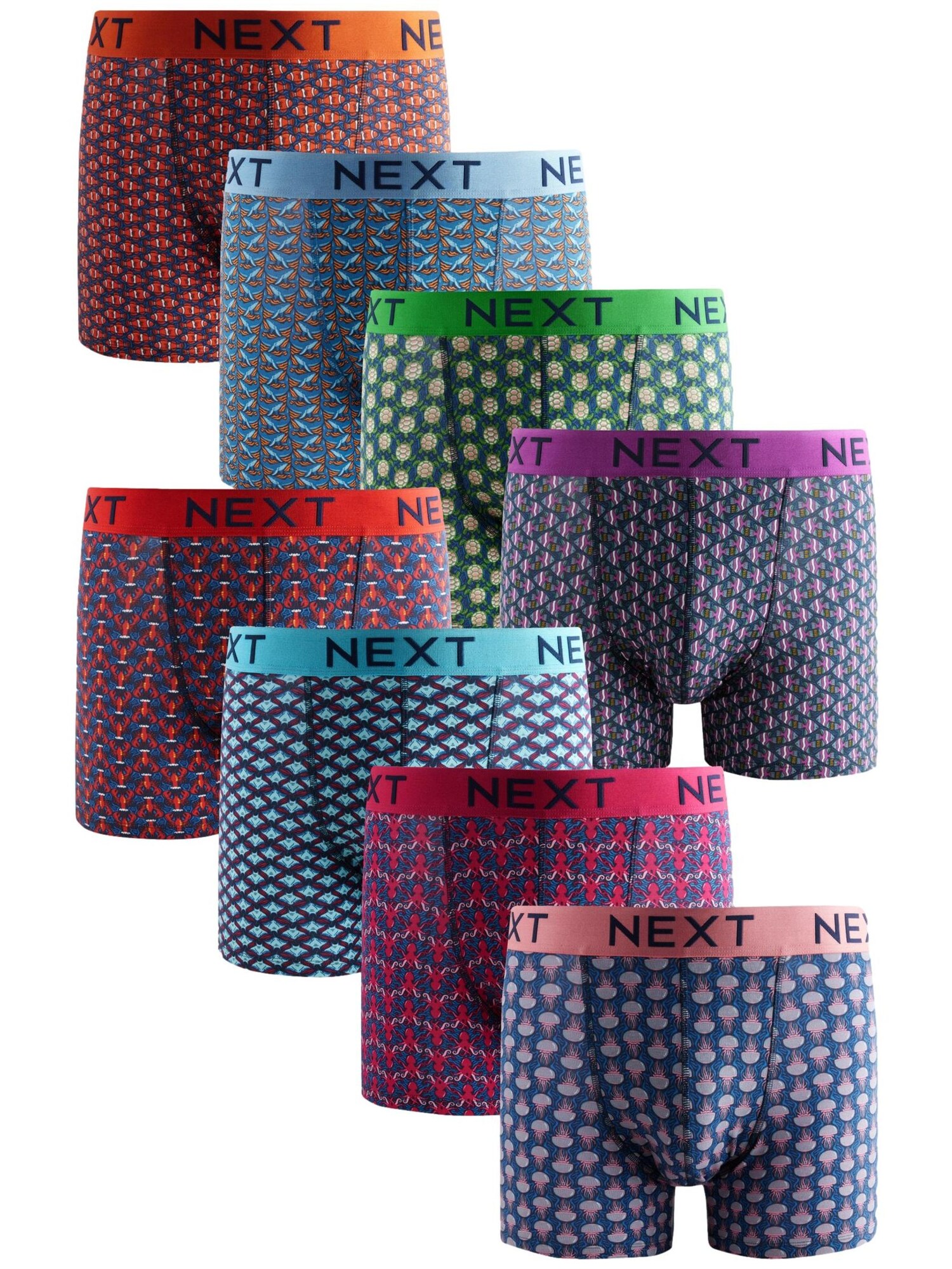 Next Boxeri  azur / verde / lila / portocaliu / roşu închis