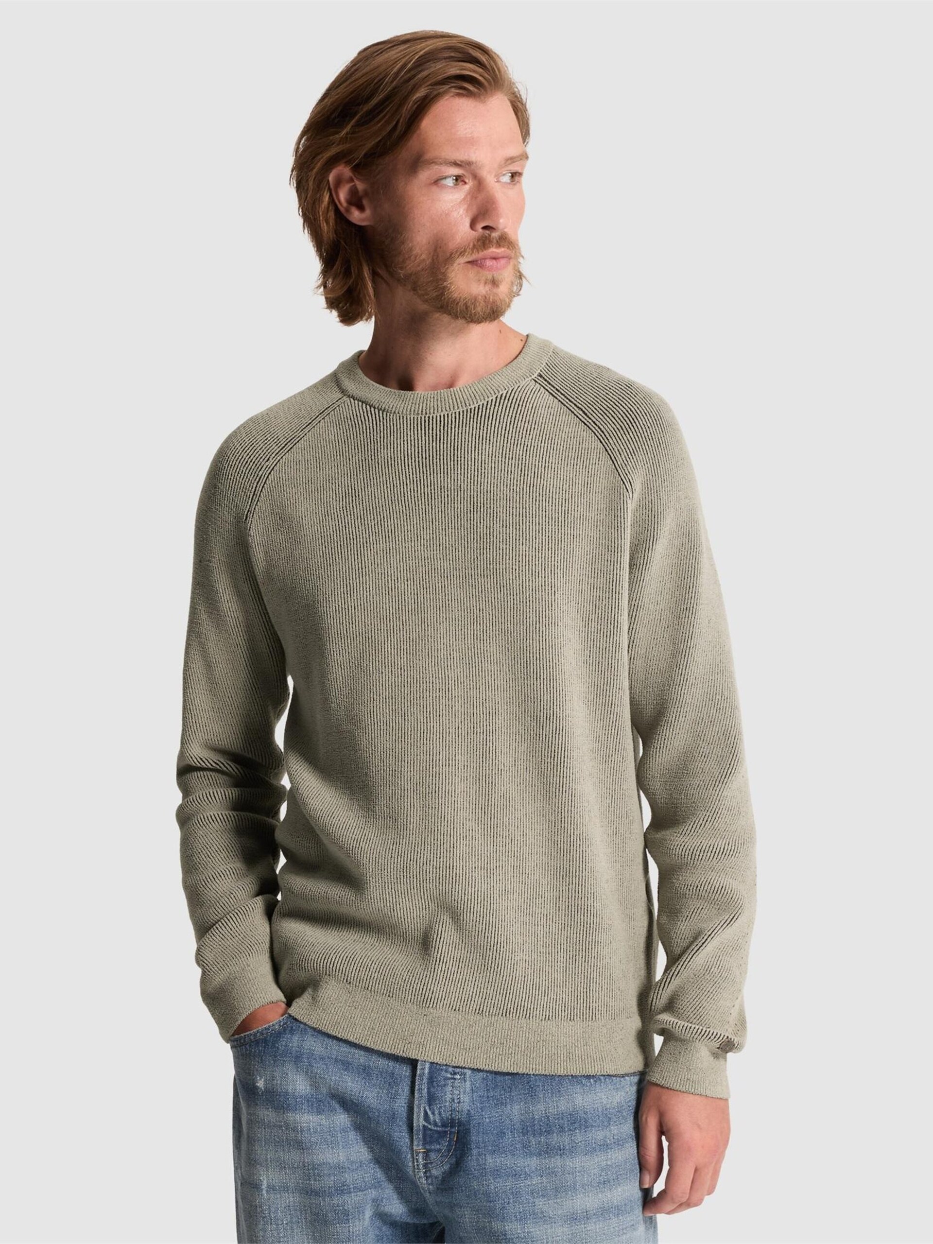 Cast Iron Tröja 'Pullover with two-tone rib texture and raglan sleeves' herr