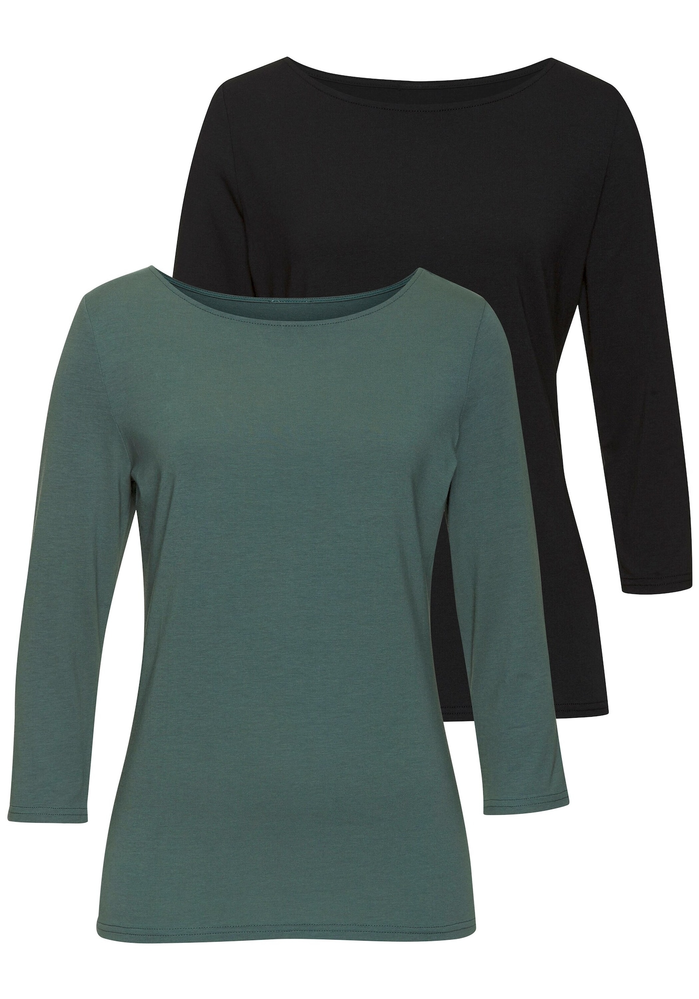 LASCANA Tricou  verde smarald / negru