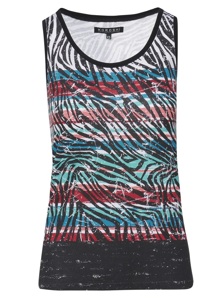 KOROSHI Top Damen Größe S blau / türkis / rot / schwarz