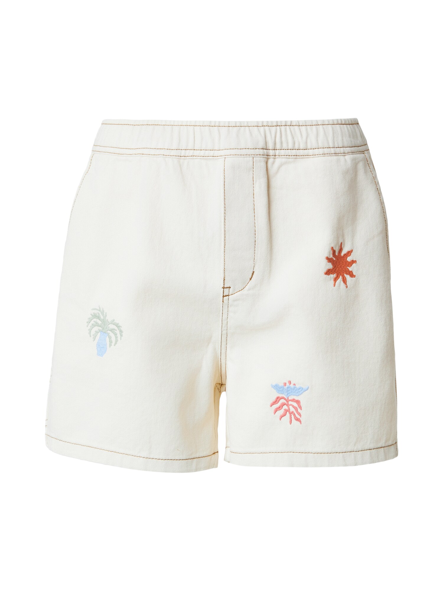 Kaotiko Pantaloni 'CARPENTER PARADISE IVORY'  avorio / blu chiaro / rosso