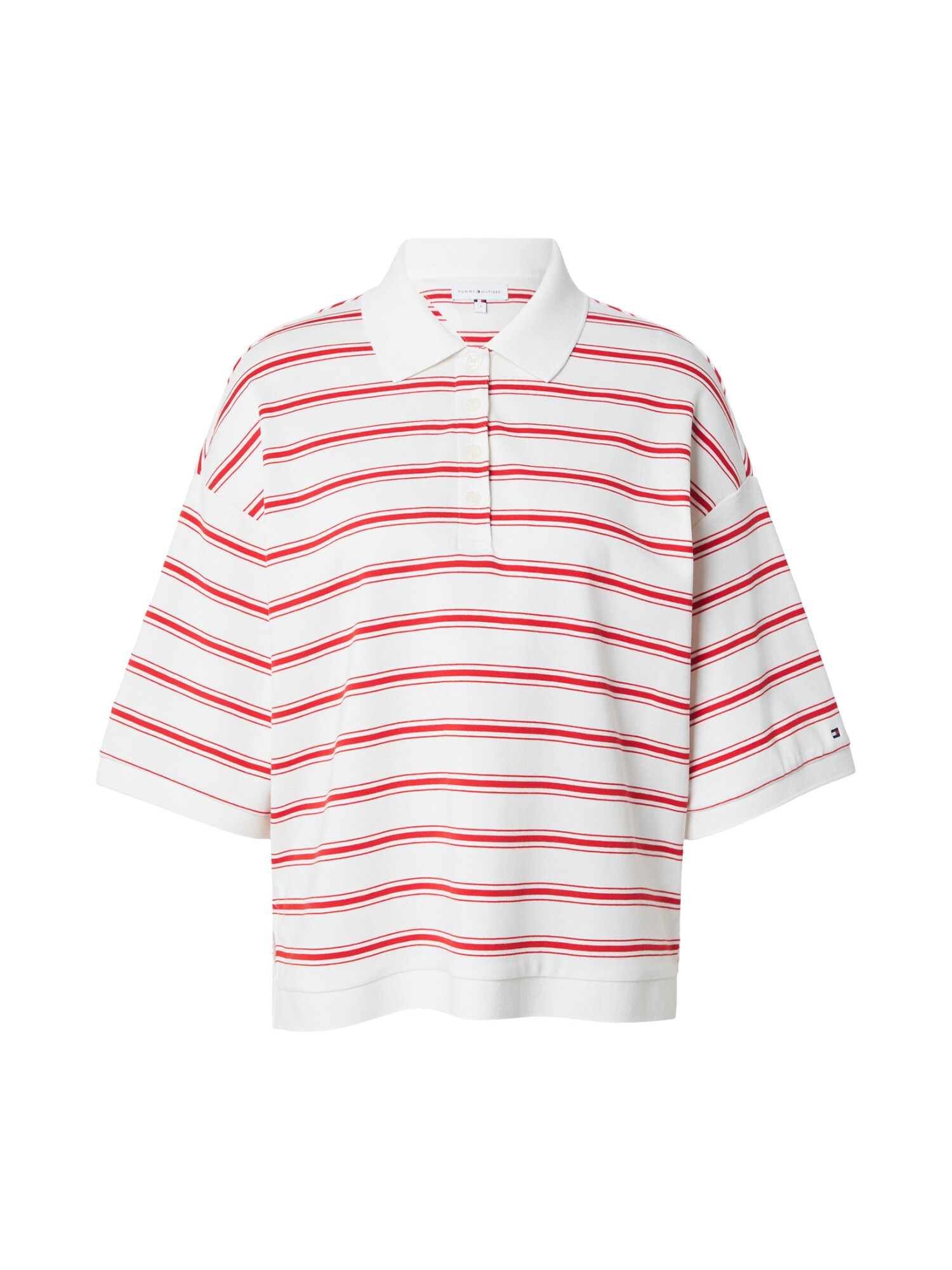 TOMMY HILFIGER Camiseta 'Oversized Fit Stripe'  rojo / blanco