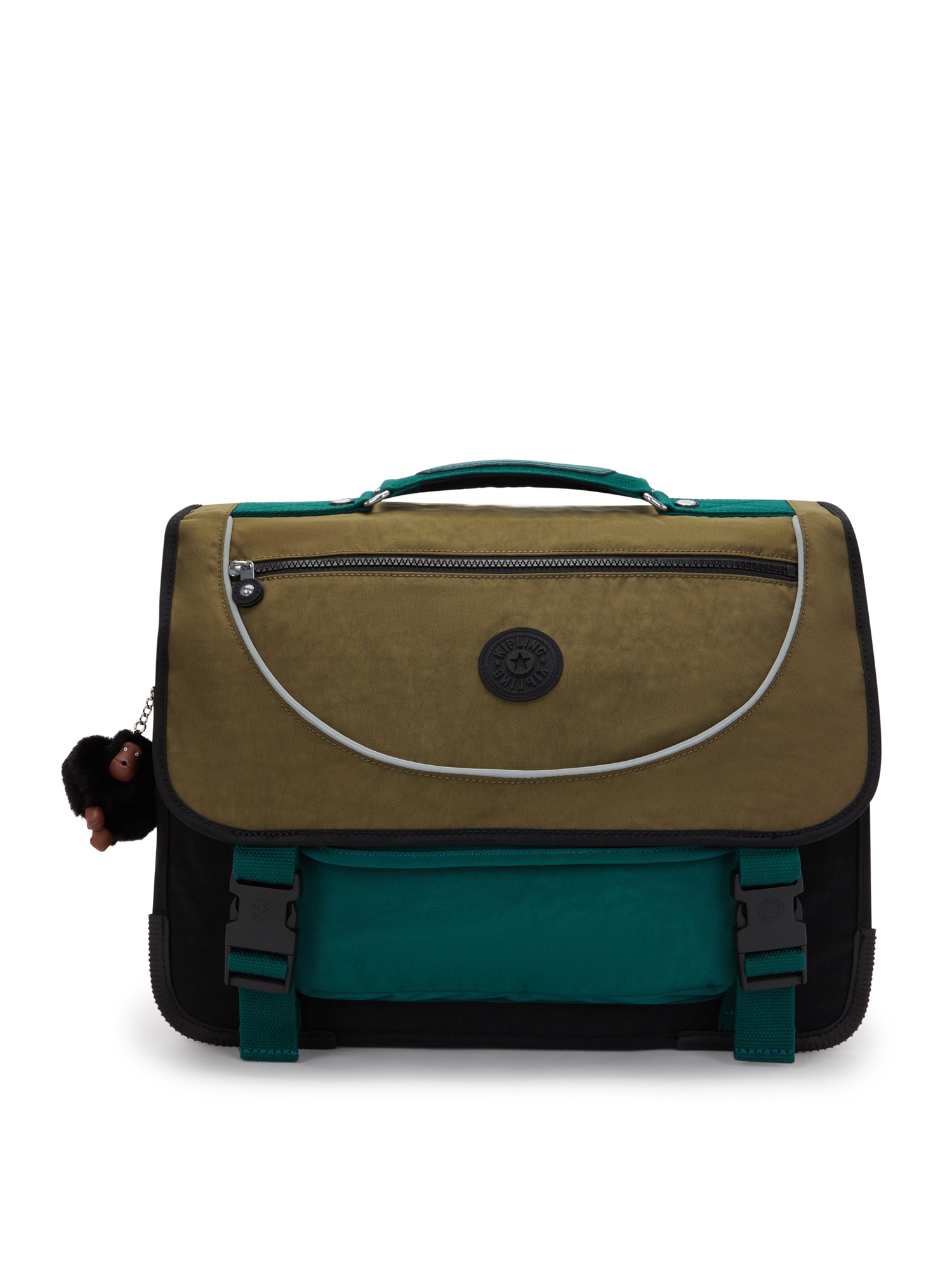 KIPLING Rucsac Preppy kaki / verde smarald / negru