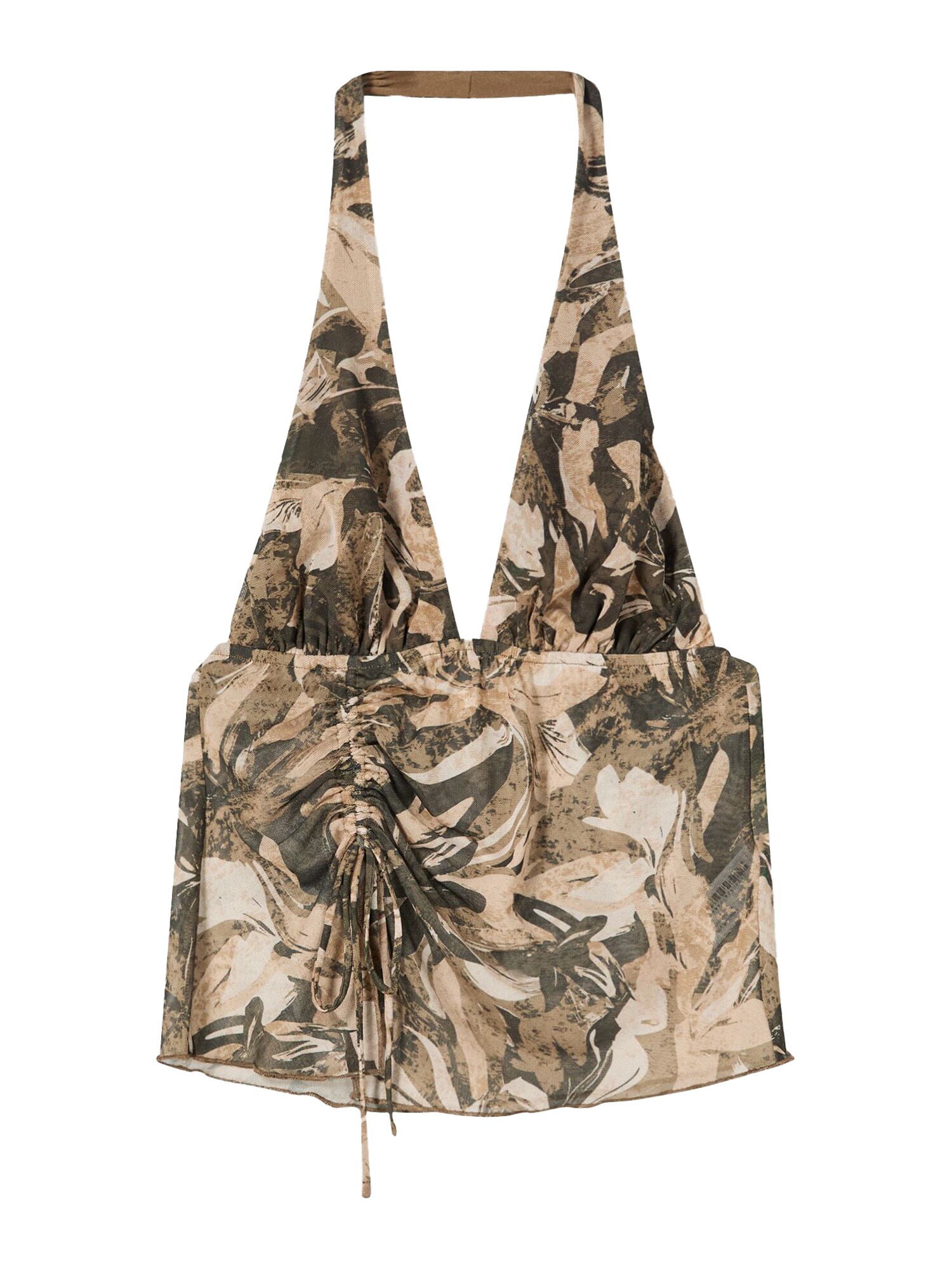 Bershka Top  ecru / maro / kaki / negru