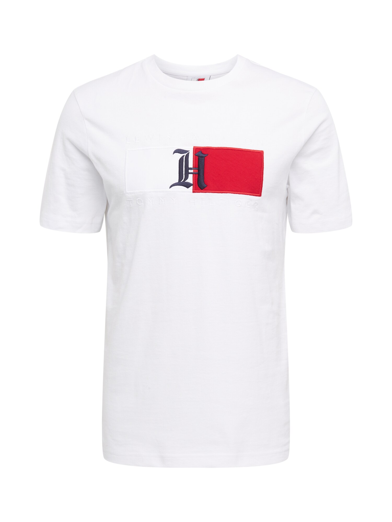 TOMMY HILFIGER Marškinėliai 'Lewis Hamilton'  balta / raudona / tamsiai mėlyna