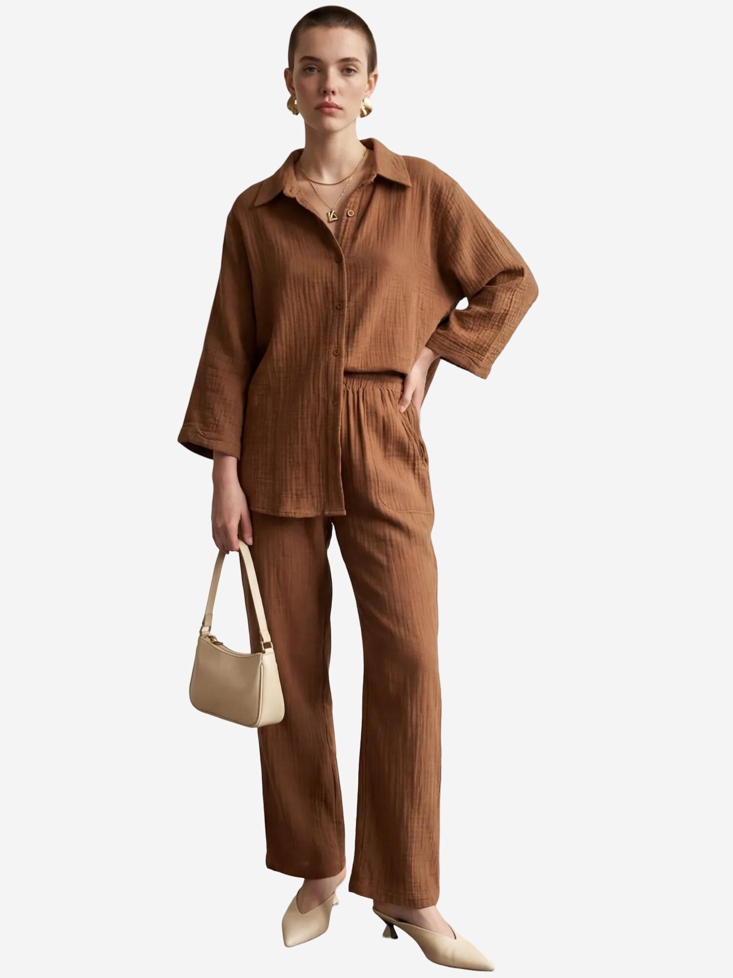 My fashion Completo pantalone  caramello