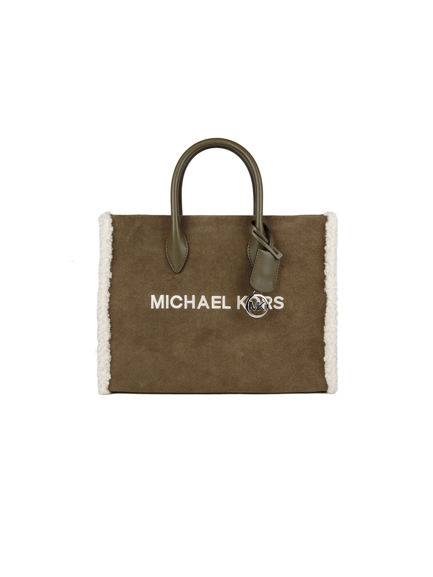 Michael Kors Bolso de mano 'Mirella Medium Suede and Faux Shearling Tote Bag'  verde
