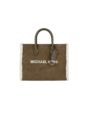 Michael Kors Bolso de mano 'Mirella Medium Suede and Faux Shearling Tote Bag'  verde