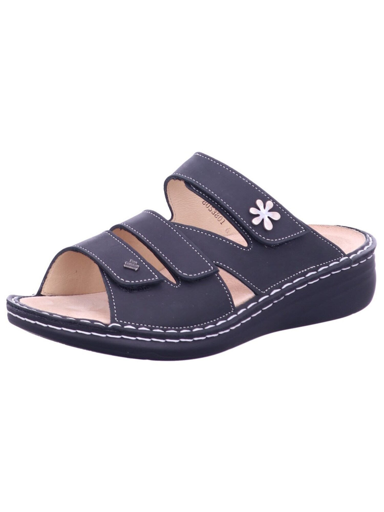 Finn Comfort Muiltjes 'Pantolette Damen 02640 723393 Echtleder In Schwarz' Zwart