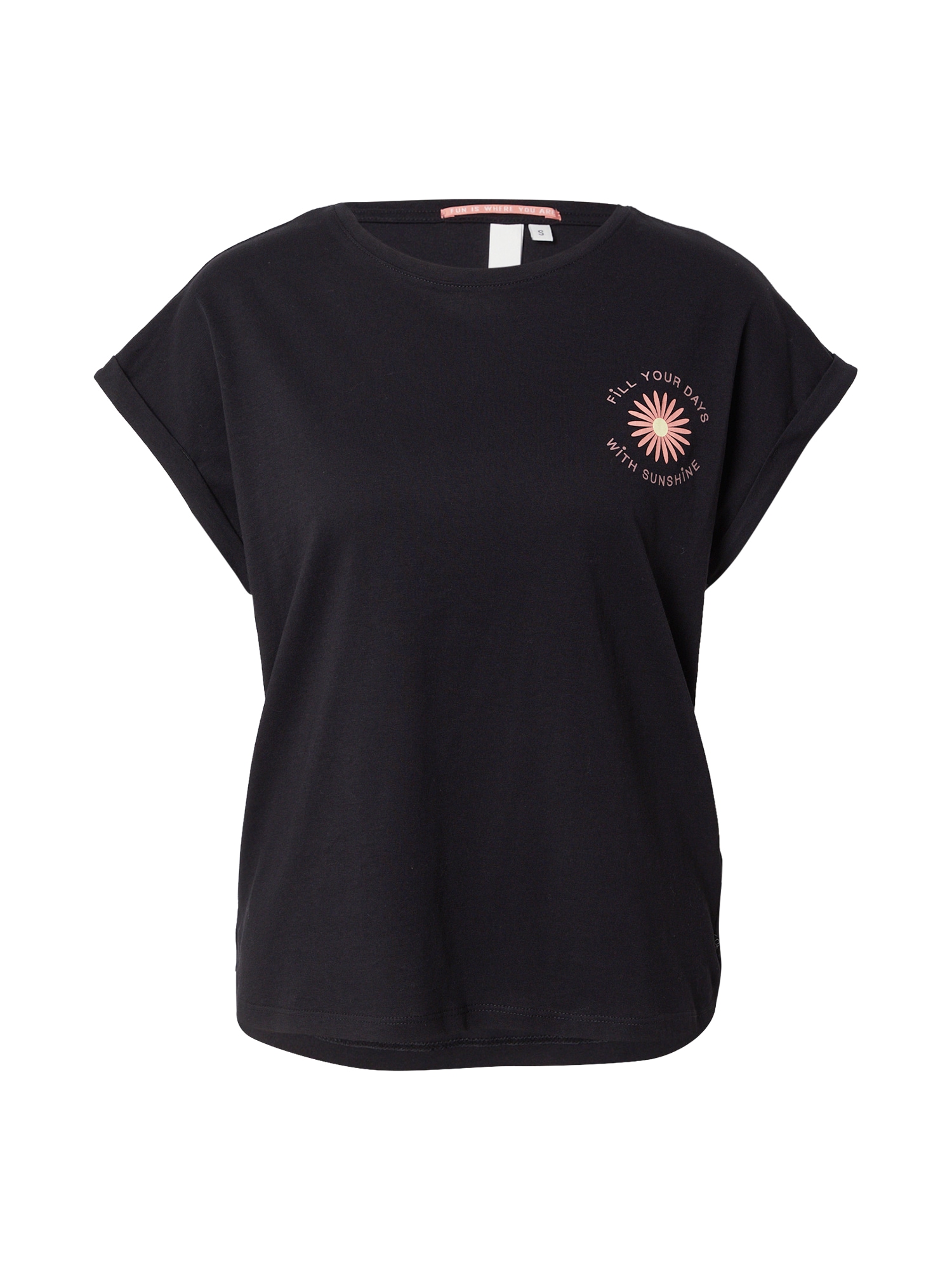 QS Tricou  galben deschis / roz deschis / negru
