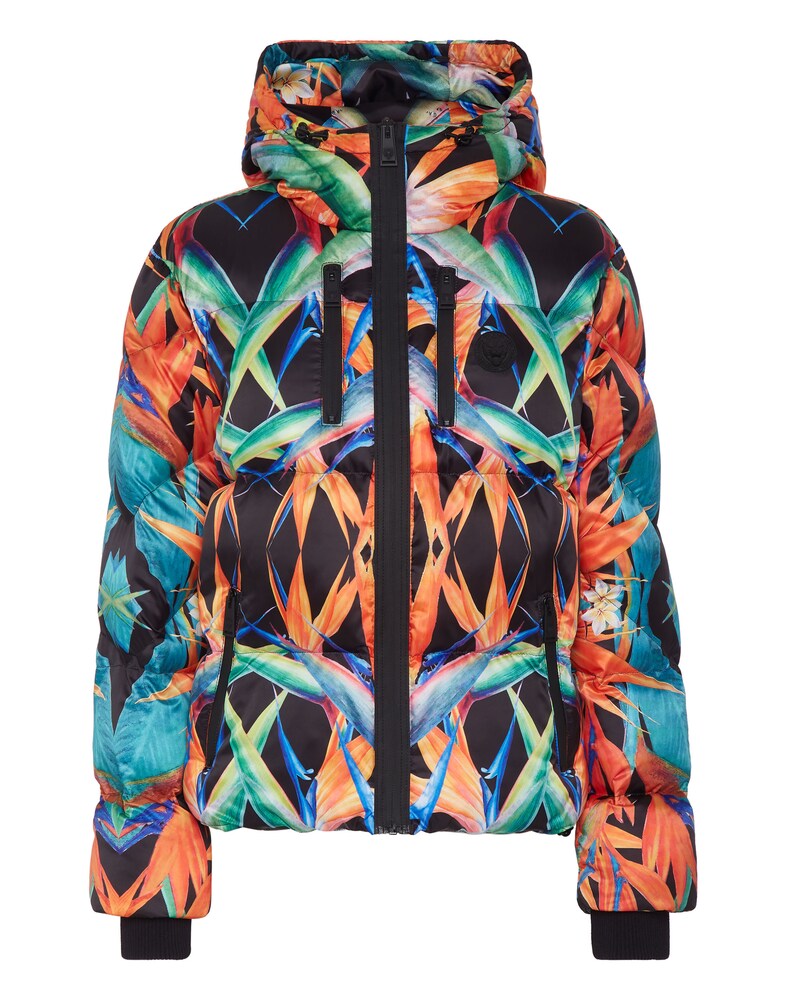 Plein Sport Jacke 'Flowers' Damen Größe S blau / cyanblau / hellorange / dunkelorange / schwarz