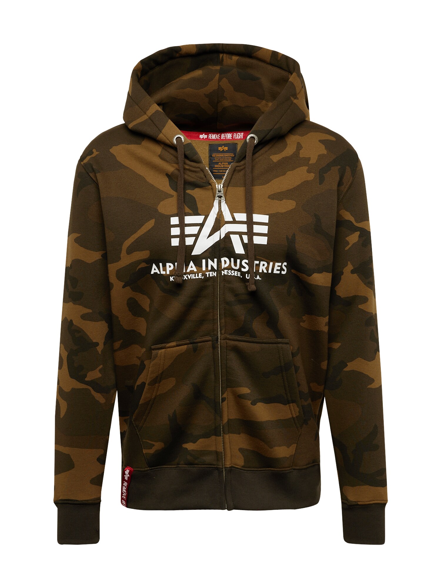 ALPHA INDUSTRIES Tepláková bunda  kaki / tmavozelená / biela