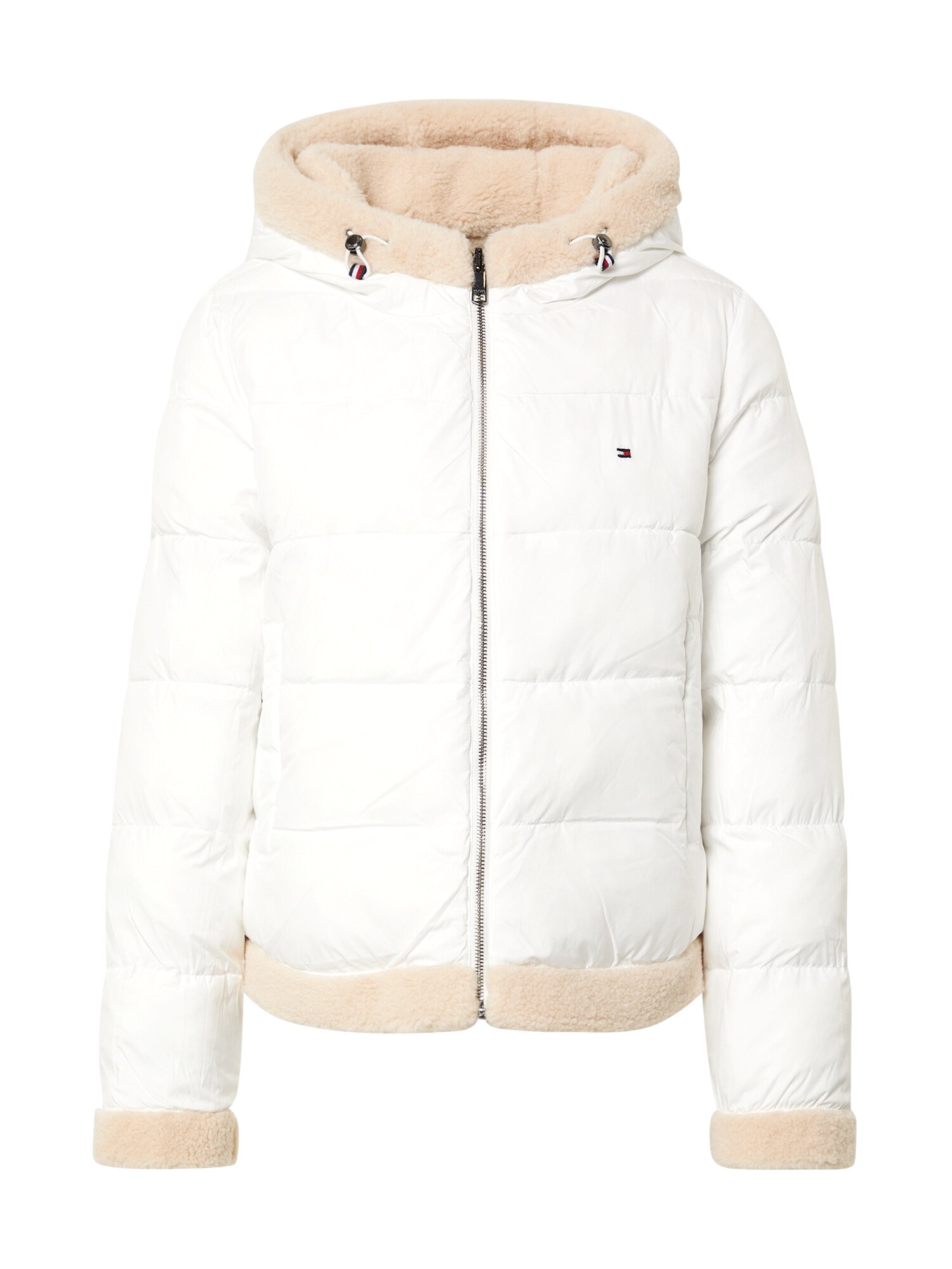 TOMMY HILFIGER Demisezoninė striukė  balta / smėlio