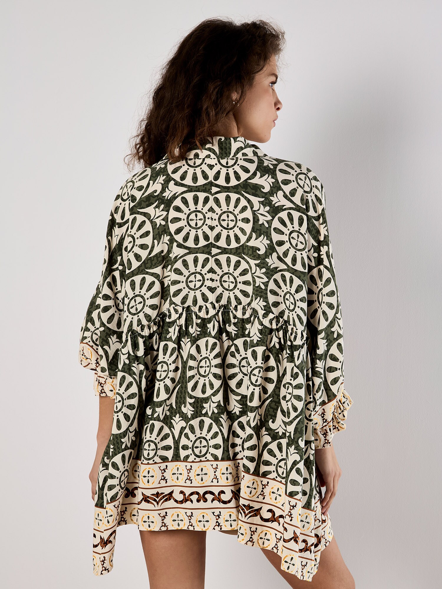 Thumbnail - Apricot Block Print Oversized Shirt