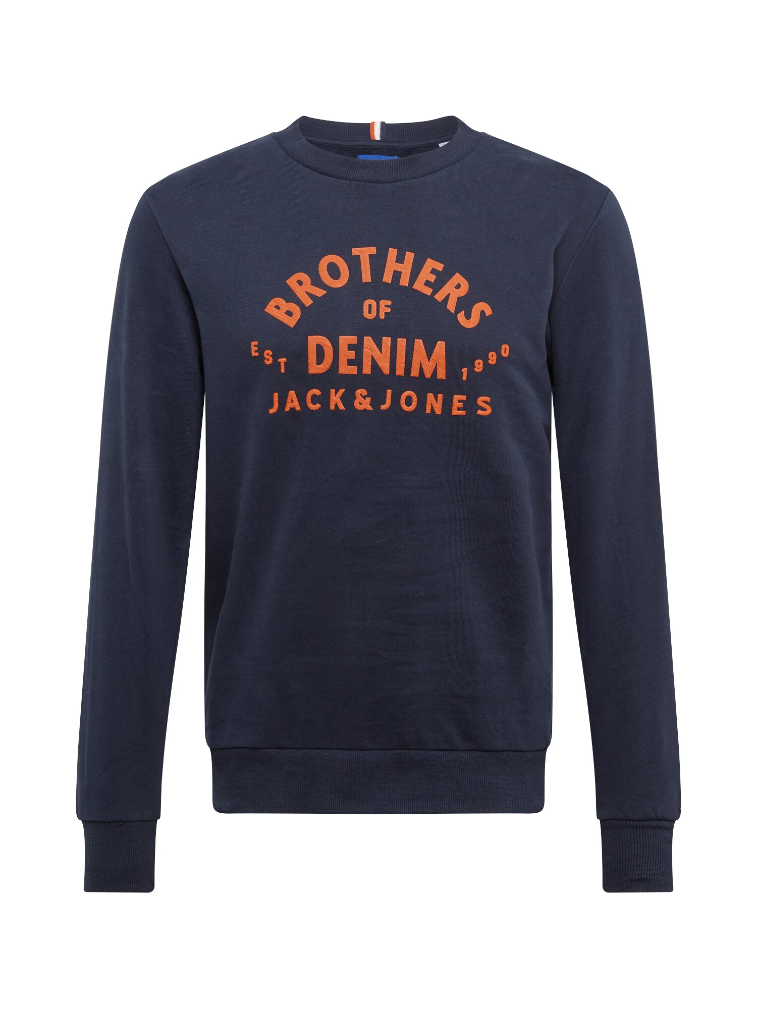 JACK & JONES Megztinis be užsegimo 'Standard'  tamsiai mėlyna / oranžinė