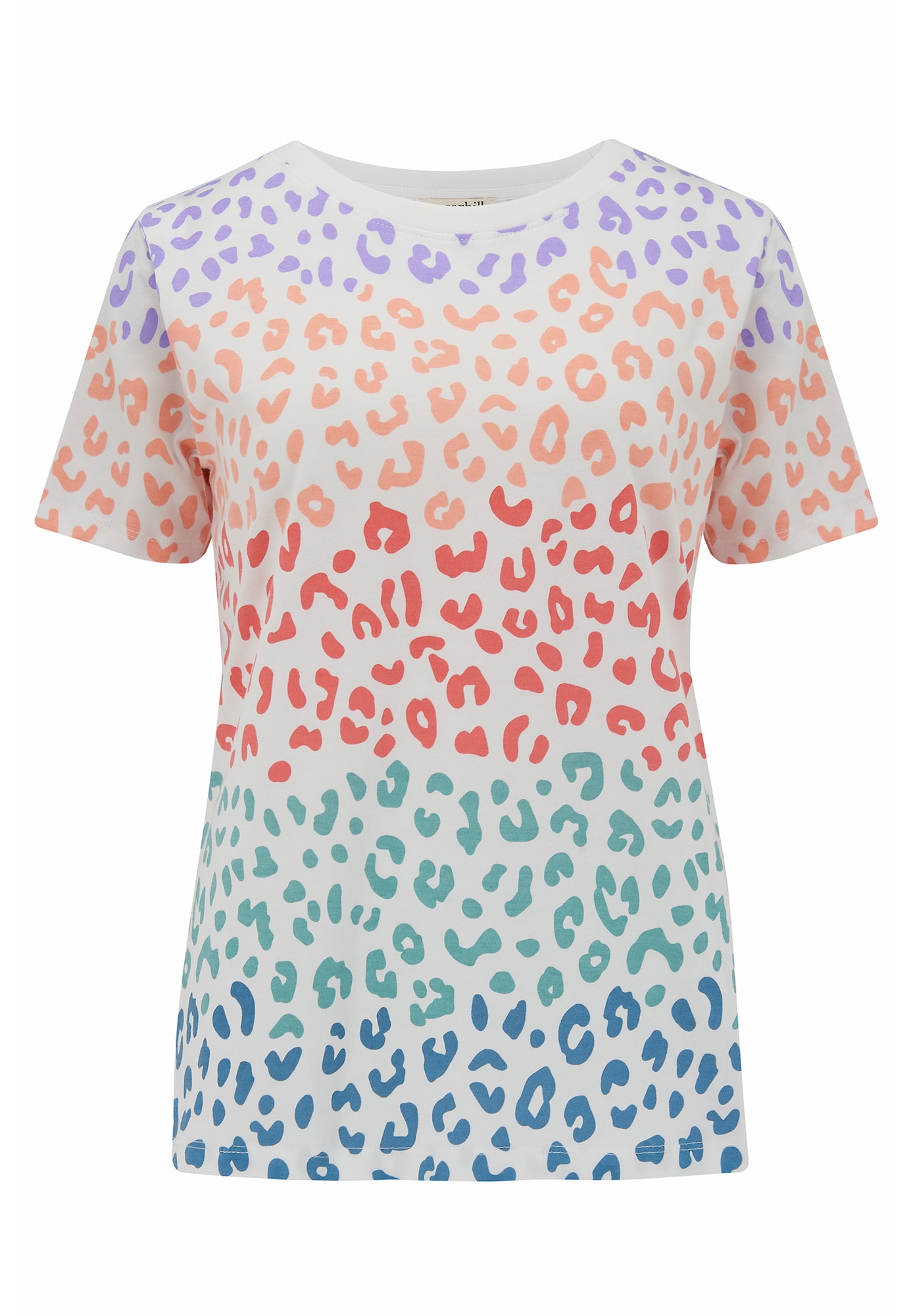 Sugarhill Brighton Marškinėliai 'Maggie Coloured Leopard' balta / mėlyna / purpurinė / raudona / oranžinė