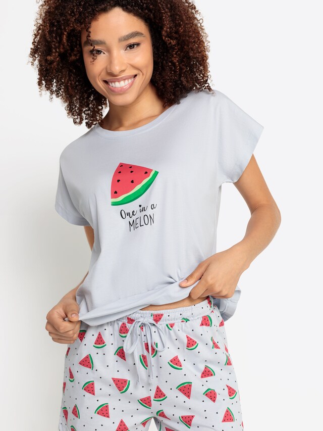 VIVANCE, Pizsama 'VD fruits', szürke, 5 kép a 5 közül