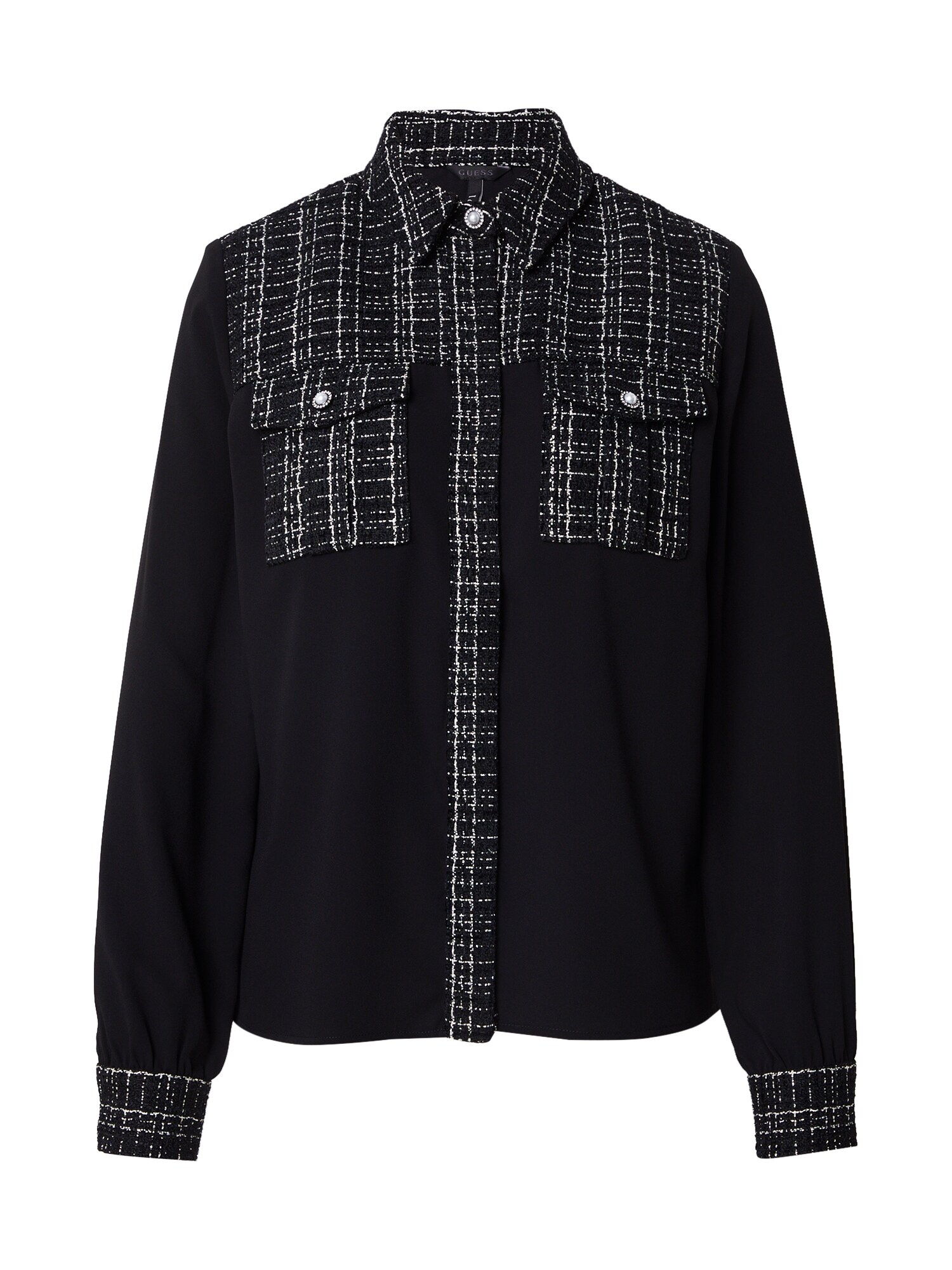 GUESS Bluză Sandra  gri argintiu / negru