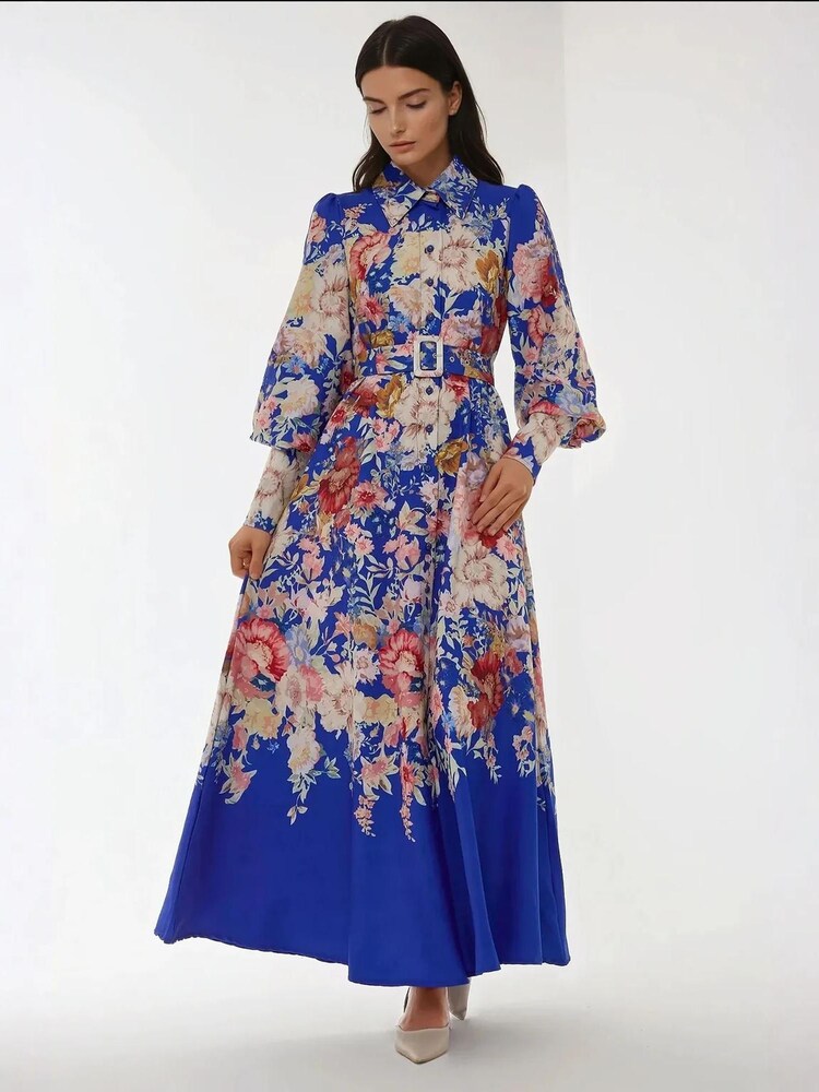 Hiccup Kleid Damen Größe 38 blau / braun / rot / weiß Winterkleid
