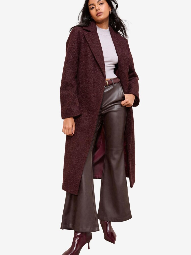 Friends Like These Friends Like These Wrap Belted Boucle Textured Midi Coat Regular Regular Fit Damen Größe L burgunder