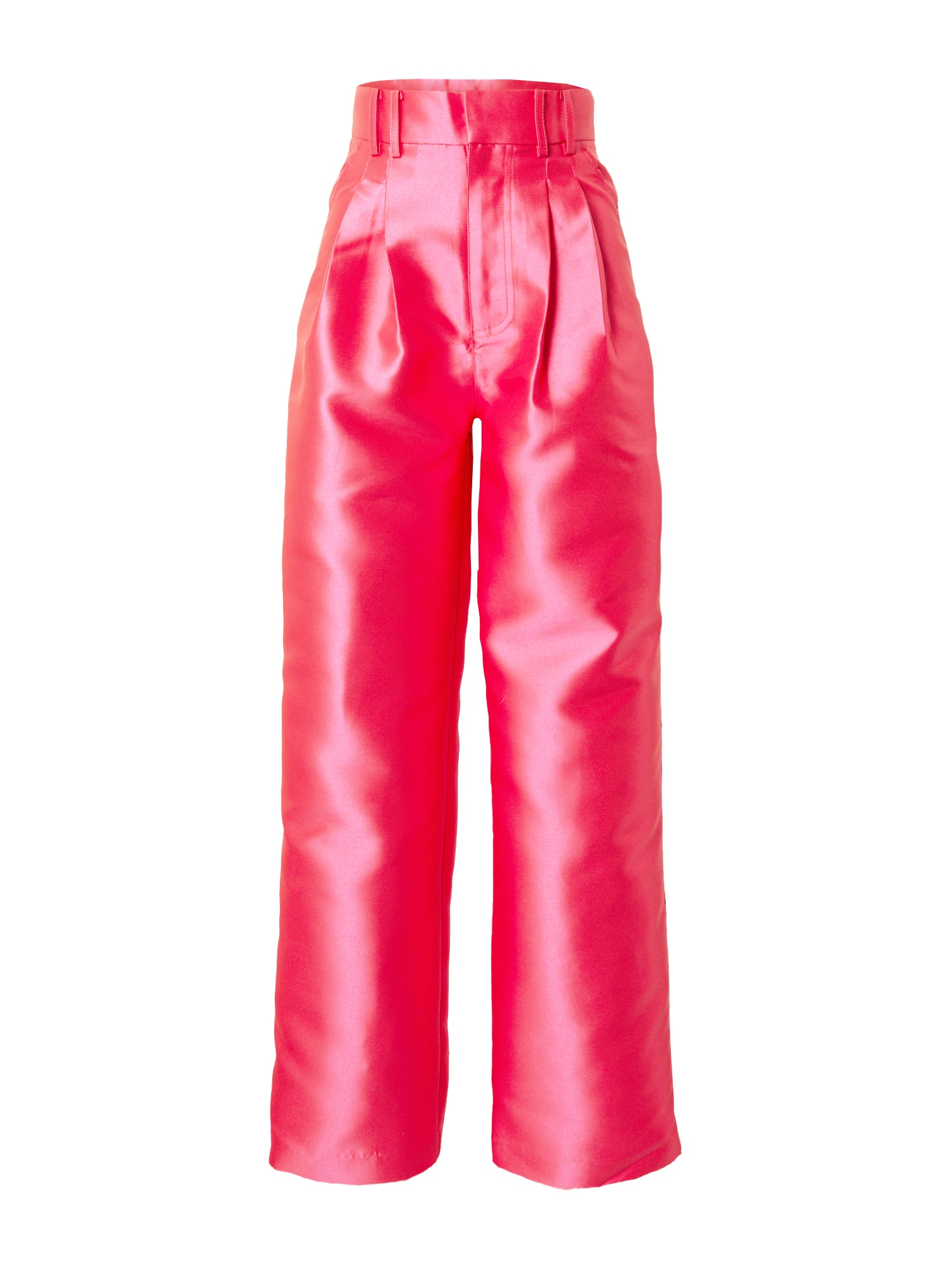 Warehouse Hlače s naborima 'Satin Twill High Waisted Wide Leg Trouse'  roza