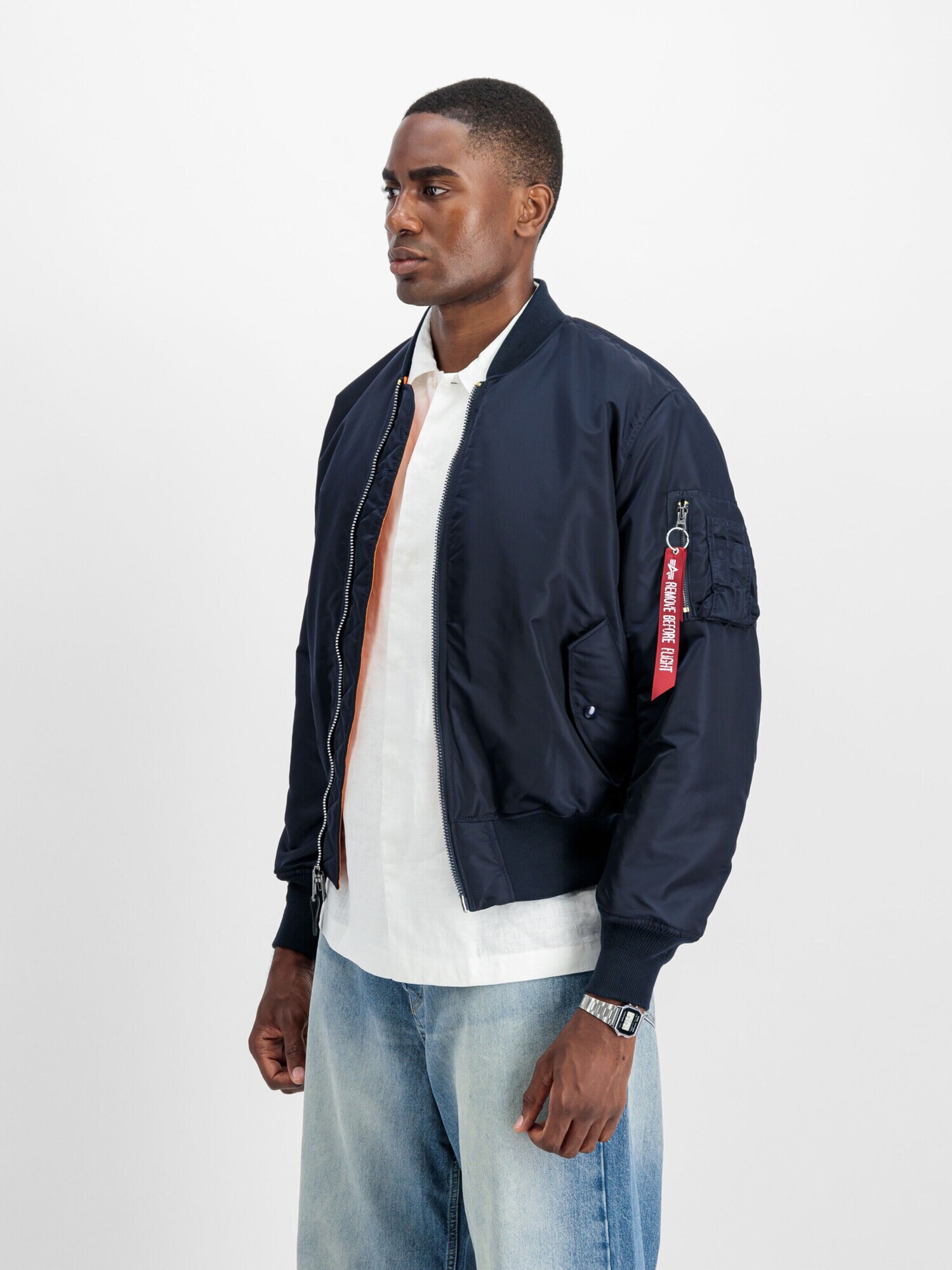ALPHA INDUSTRIES Geacă de primăvară-toamnă MA-1 Heritage albastru închis